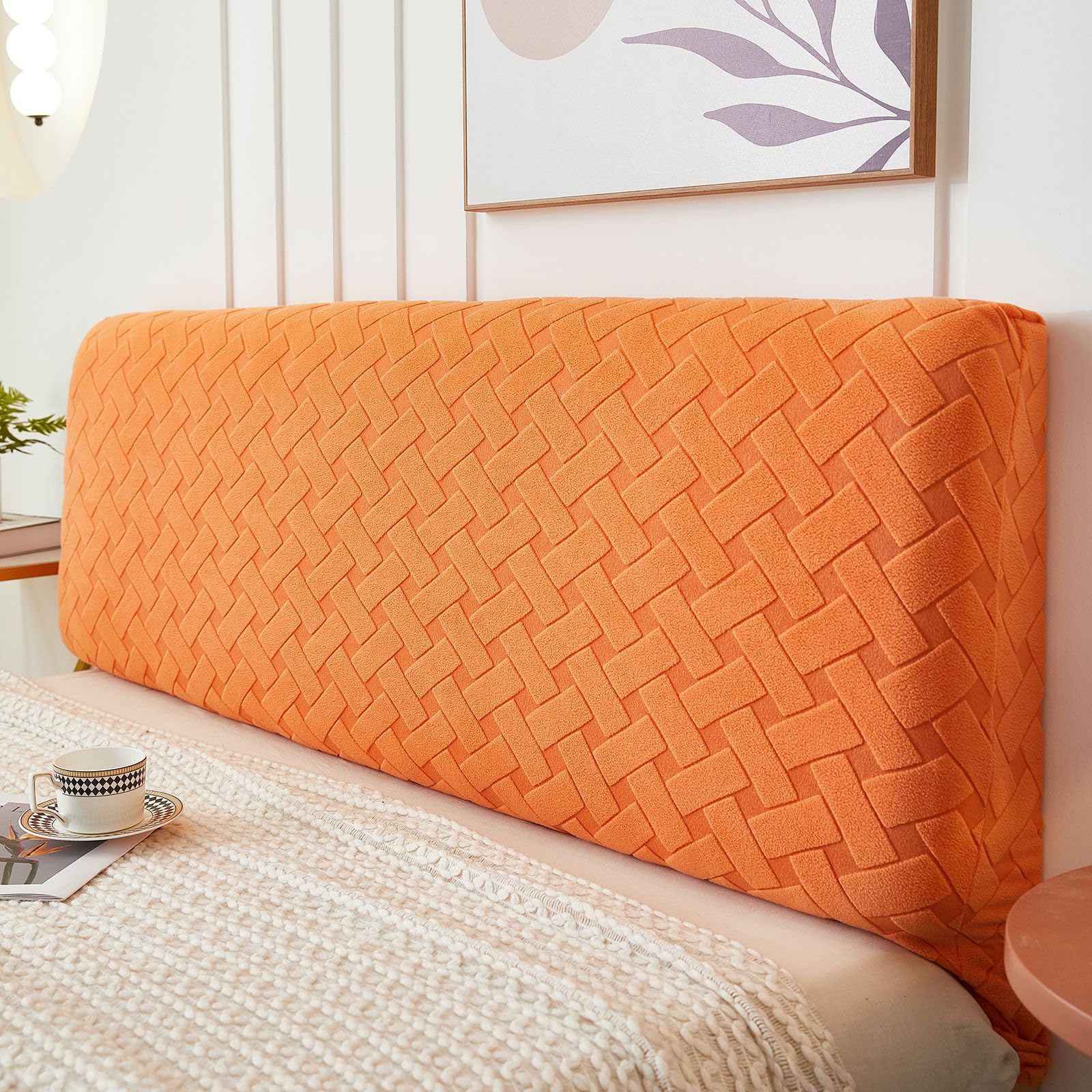 1 funda para cabecero de cama simple y moderna, funda para respaldo de cama para todas las estaciones, universal, lavable, 150 cm de largo (naranja)