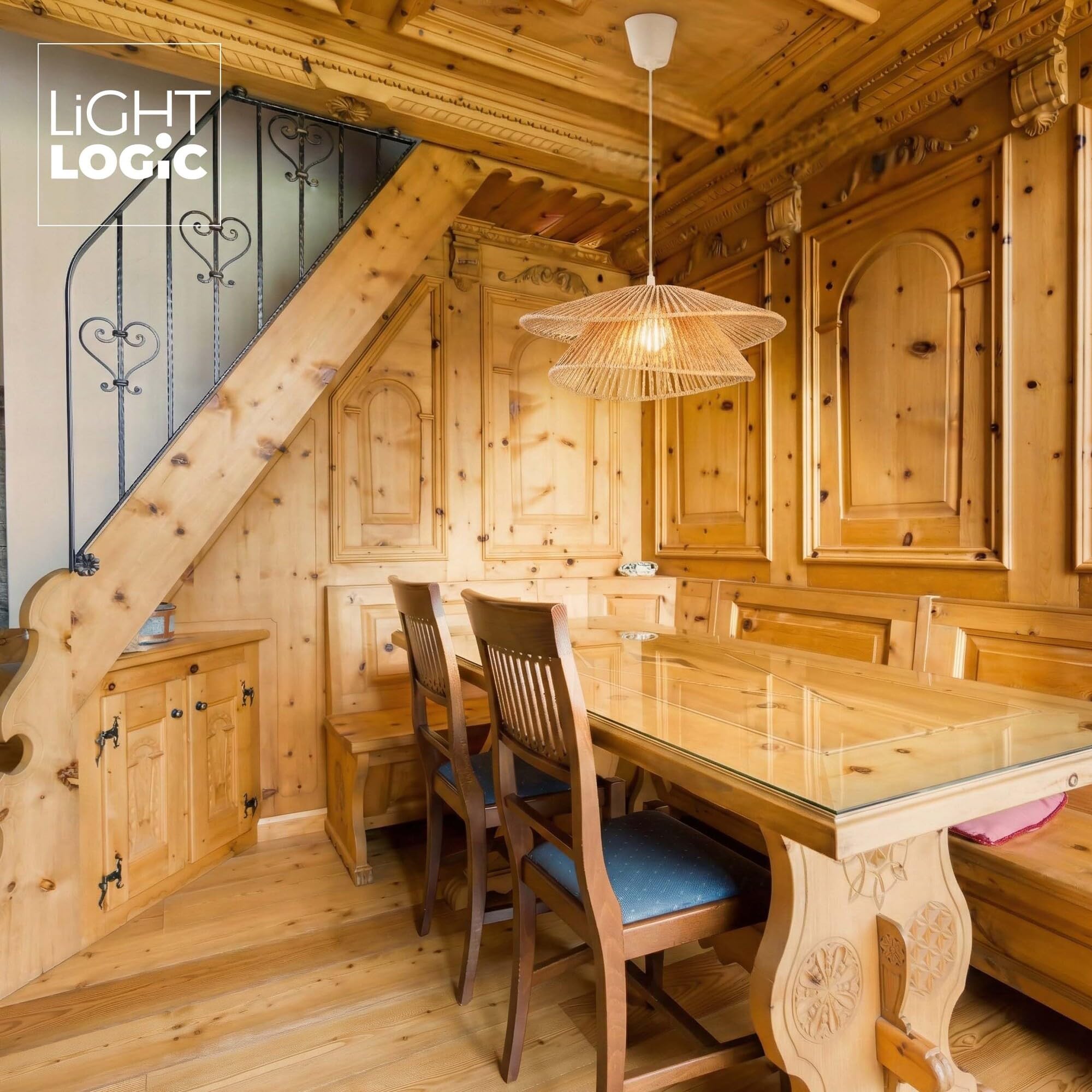 Boho Deckenlampe Hängend, Esszimmerlampe mit E27 Fassung und Lampenschirm Boho, Pendelleuchte für Wohnzimmer und Schlafzimmer, model ARILAS