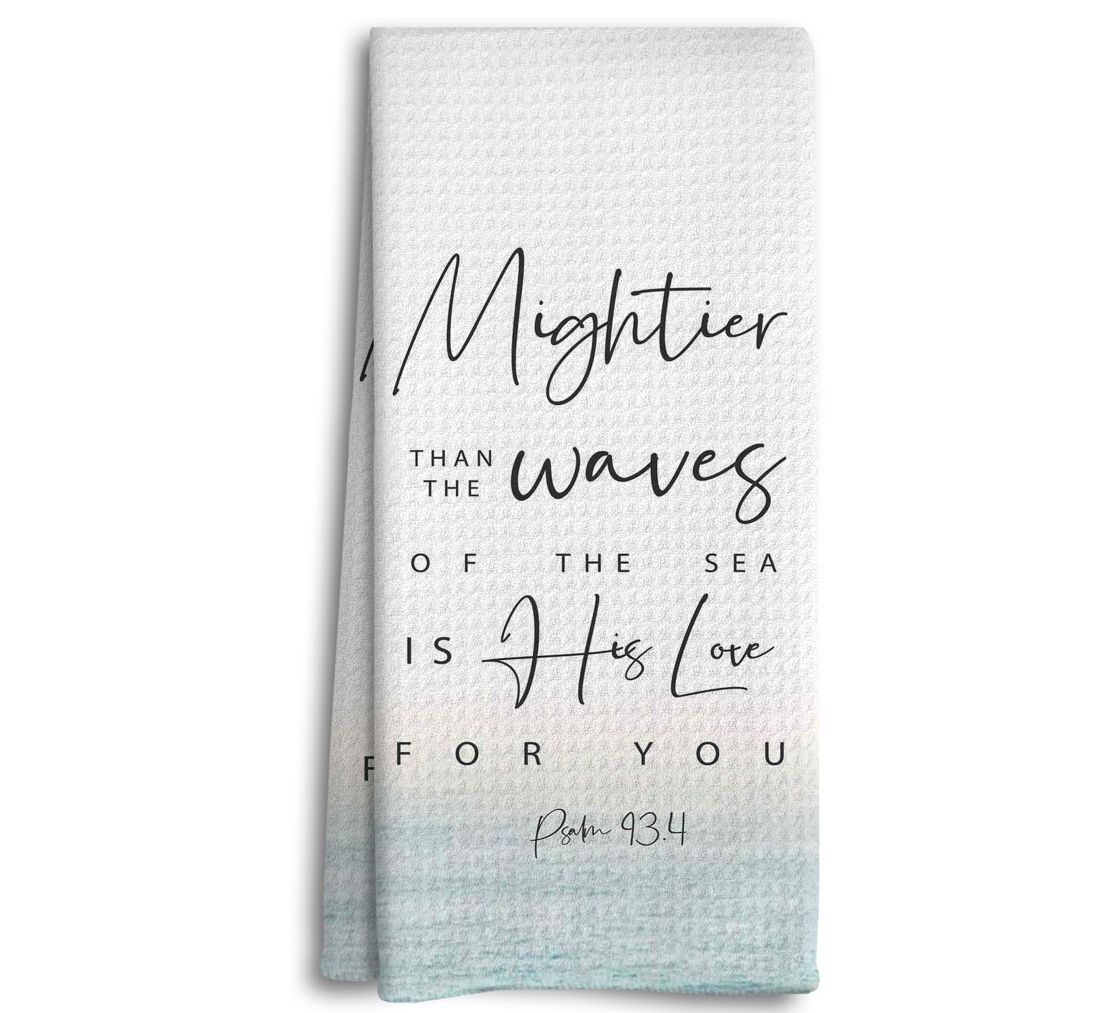 Dwept Christian Kitchen & Bath Towels, Scripture Verse Hand Towels, Mightier Than The Waves Of The Sea, Bible Verse Kitchen Dish Towels, Polyester, 16