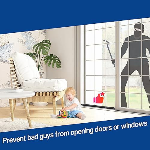 Miniatura 7 de Barra de seguridad para puerta corredera, barra de seguridad interior para ventana, puerta de vidrio ajustable de 17 a 50 pulgadas para prevención