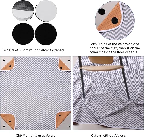 Miniatura 6 de Tapete de 43 x 43 pulgadas para silla de bebé, impermeable, a prueba de fugas, antideslizante, con 4 pares de parches adhesivos (43 x 43 pulgadas,