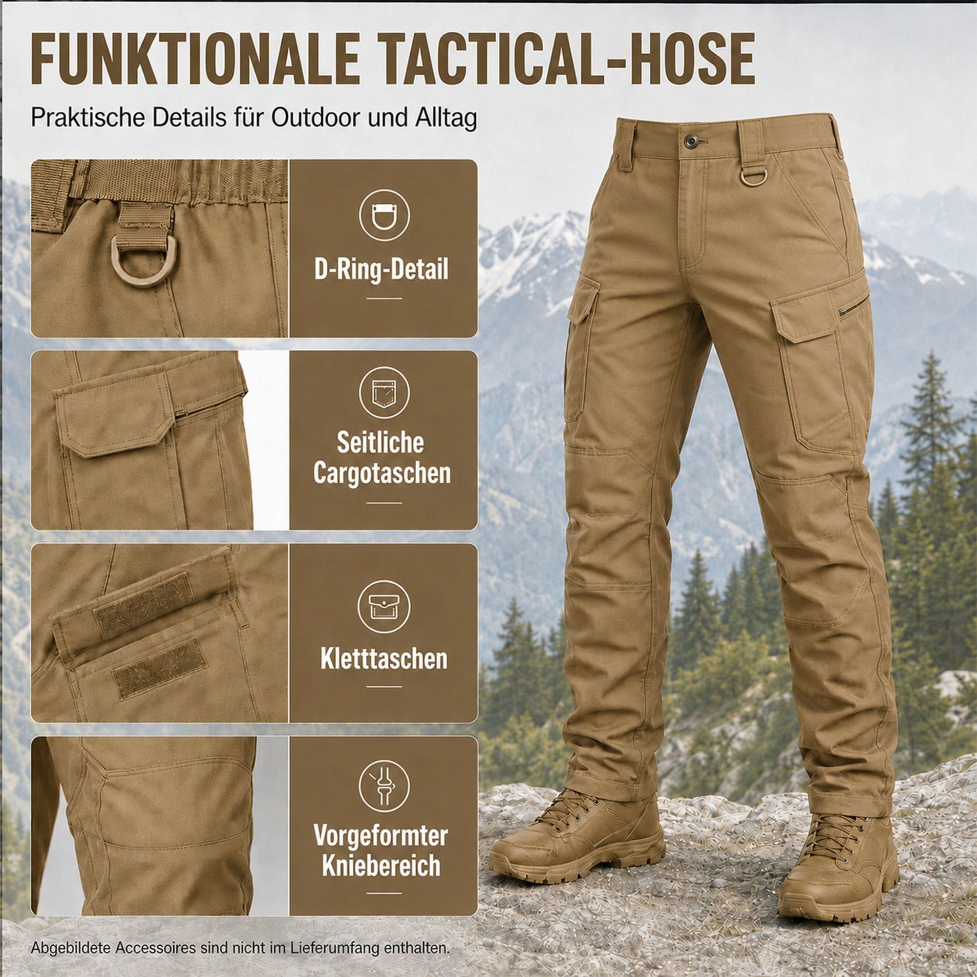 Taktischer Anzug Herren Set Jacke+Hose, Wasserabweisend, für Jagd Airsoft | robuste Qualität, winddicht, 16 Taschen (6+10), wasserabweisend 5000MM, für Militär Training Paintball Camping Angeln