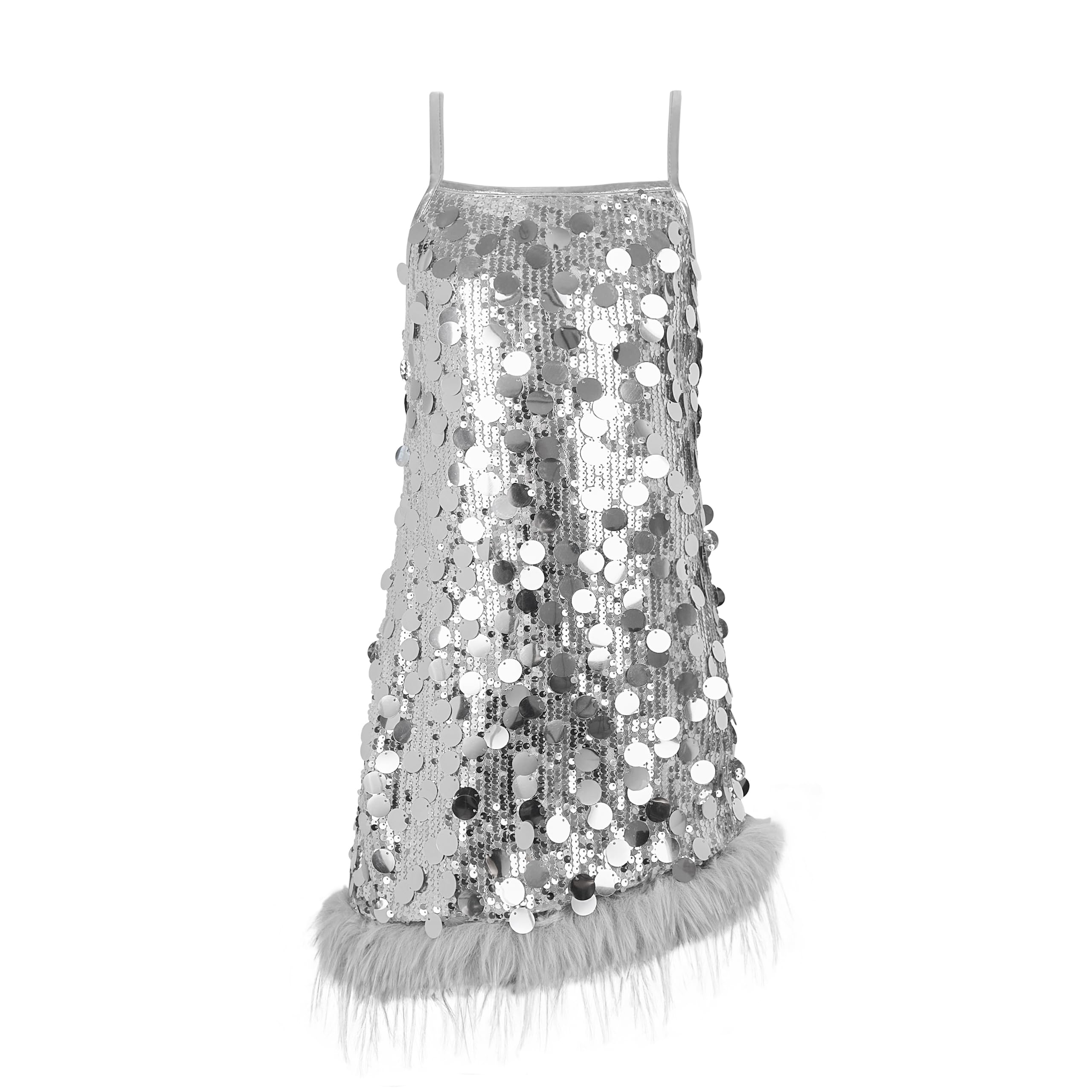 LOLANTA Costume Paillettes Ragazze Orlo Sfilacciato Staccabile Bambina Cerimonia Abito Festa Natalizio Senza Maniche Abito Carnevaleda Scintillante