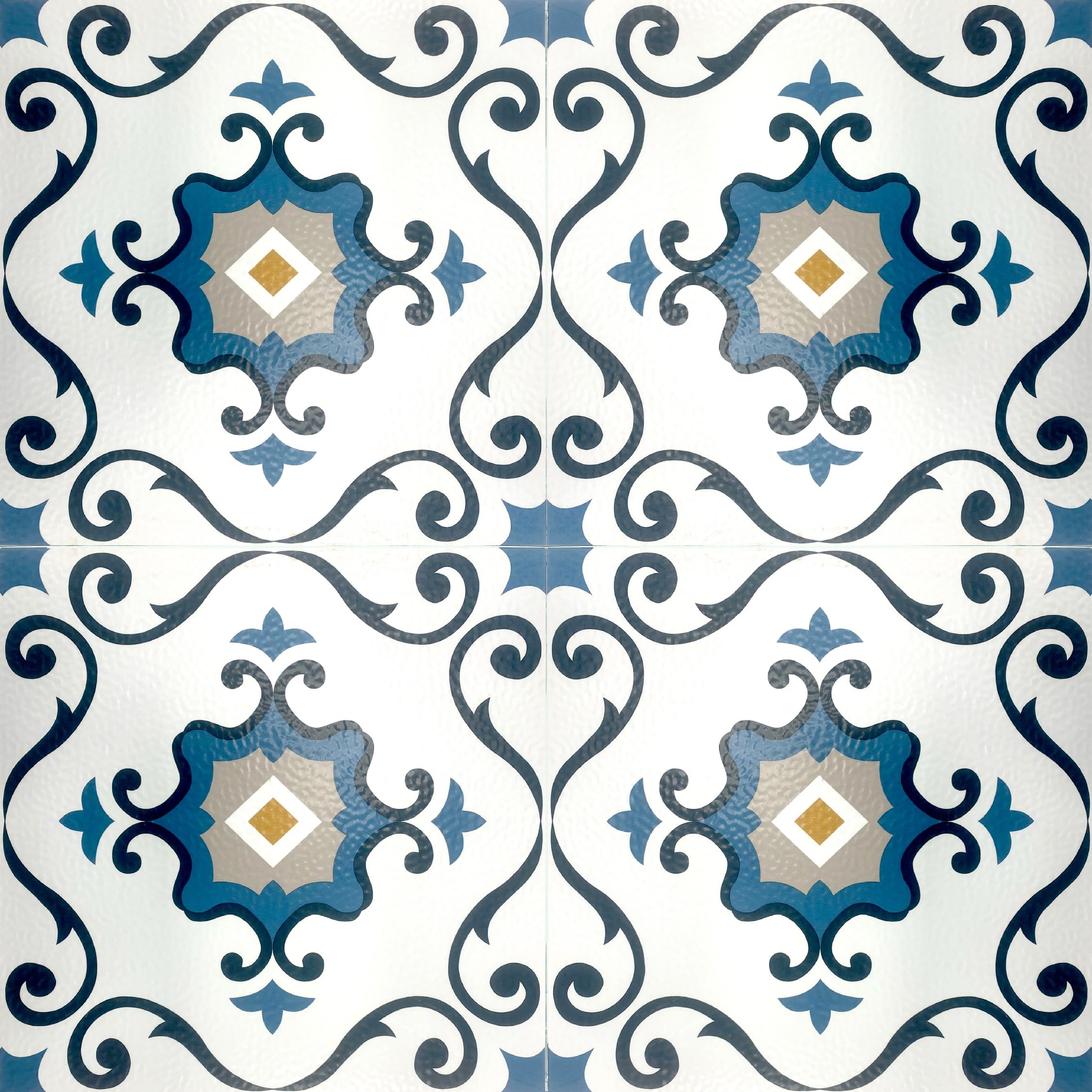 Arthouse Blue Motif Sticky Back Vinyl Floor Tile 10 Pack