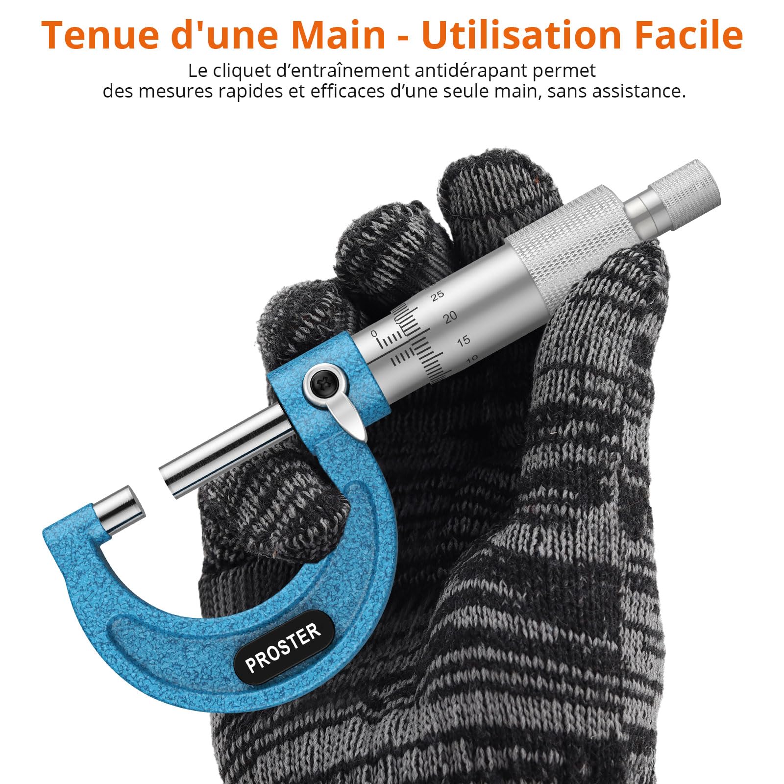 Proster Micromètre Extérieur 0–100mm 4 Pièces – Précision 0,01mm avec Ratchet Stop, Satin Chrome & Échelle Laser, Ensemble Professionnel pour Atelier, Contrôle Qualité et Machiniste