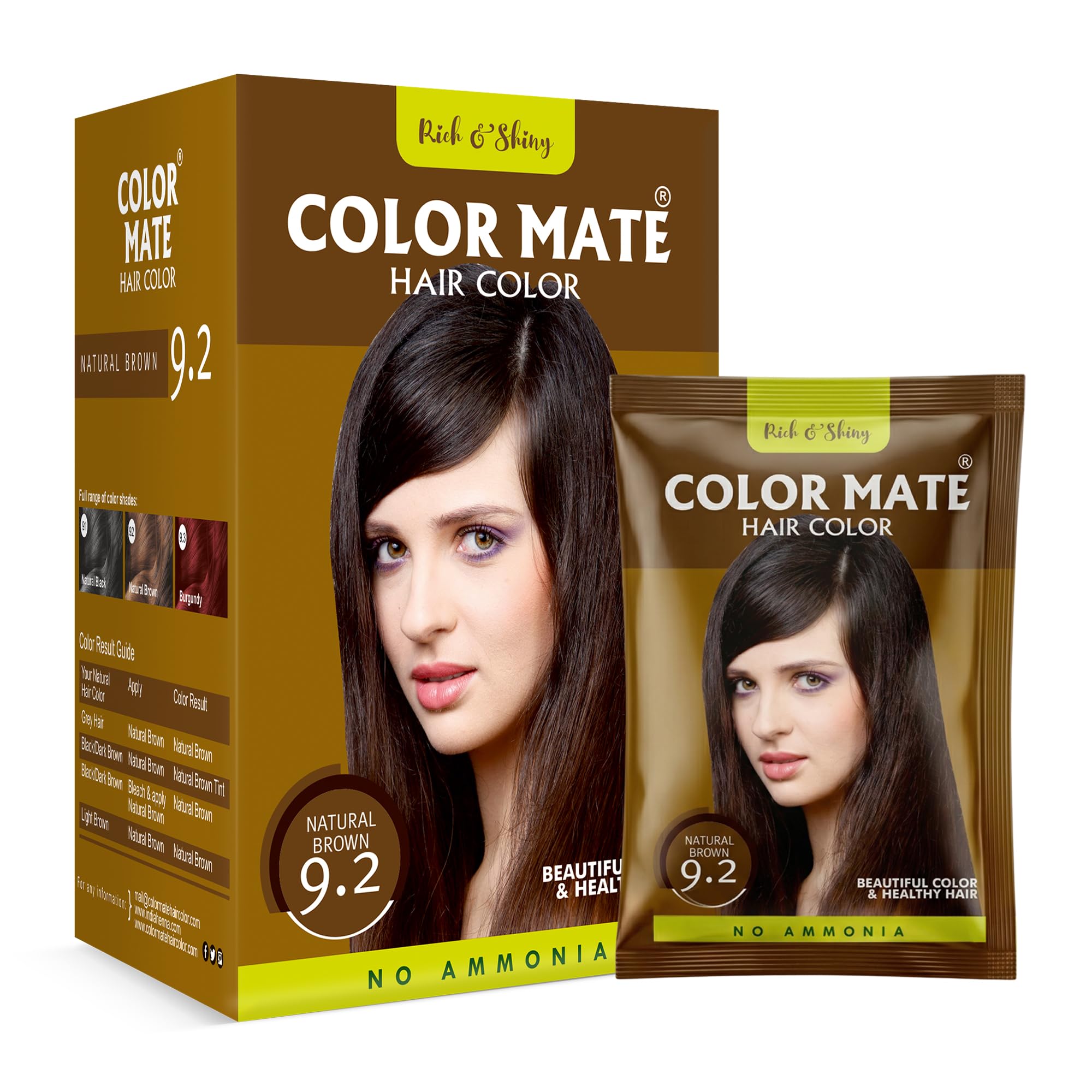 Color Mate Powder Hair Color With Amla, Shikakai & Himalayan Herbs | Long-Lasting, Grey Coverage, Ammonia Free Hair Colour | Unisex, 9.2 Natural Brown, 150gm, 10pkt X Pack of 1-image-9