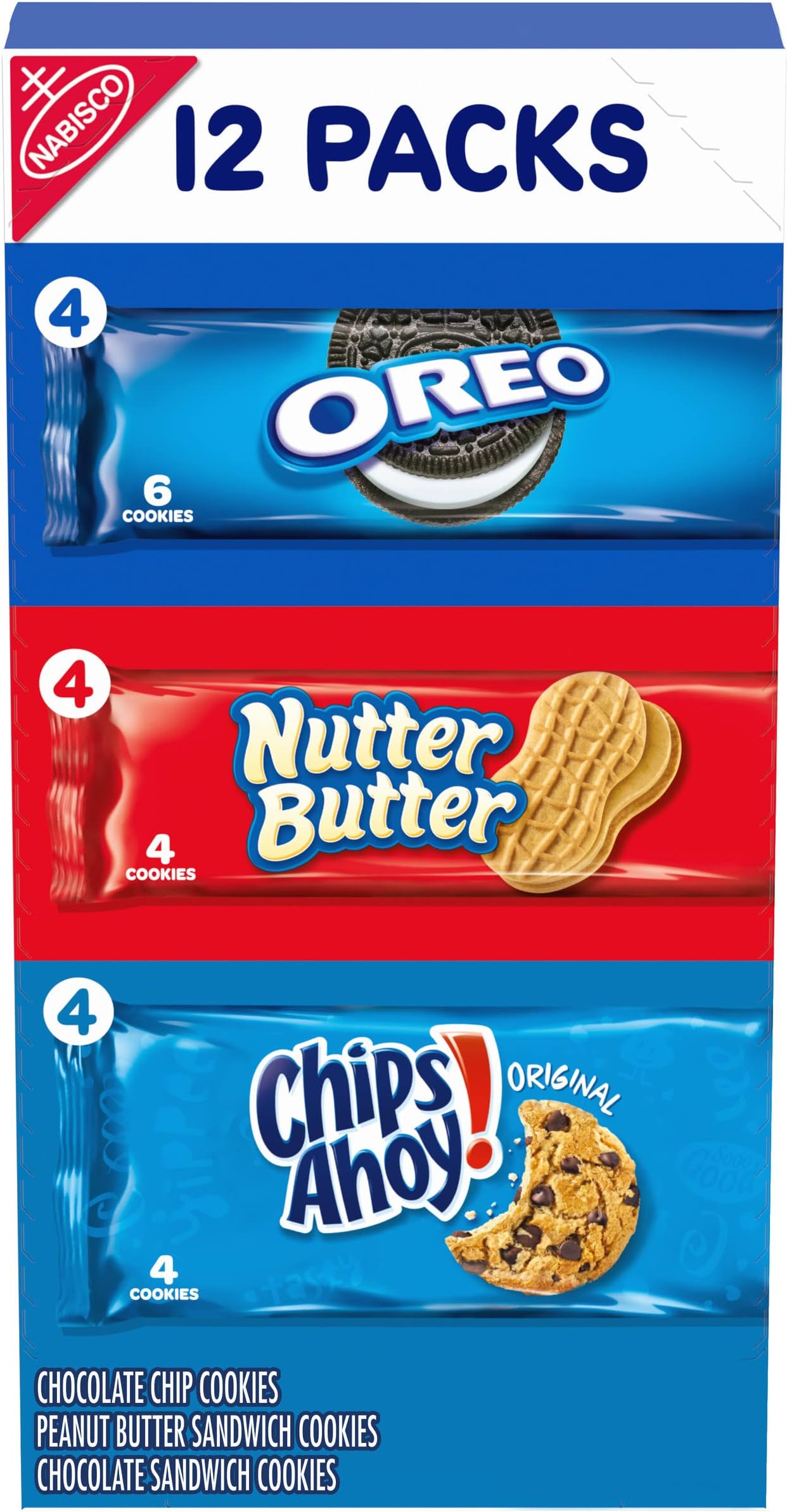 Nabisco Cookie Variety Pack, OREO, Nutter Butter, CHIPS AHOY!, 12 Snack Packs