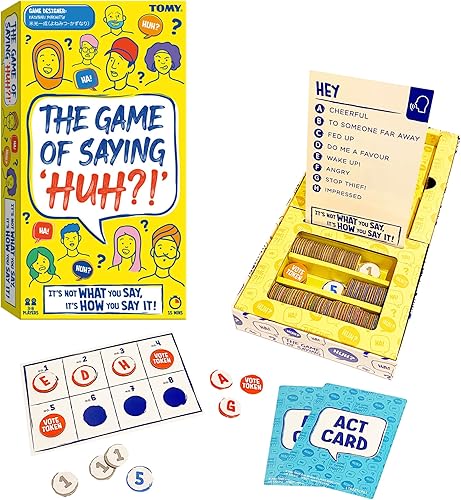 TOMY The Game of Saying 'Huh!' - Juegos de cartas de impresiones de voz - Divertido juego de fiesta de actuar y adivinar correctamente para ganar -