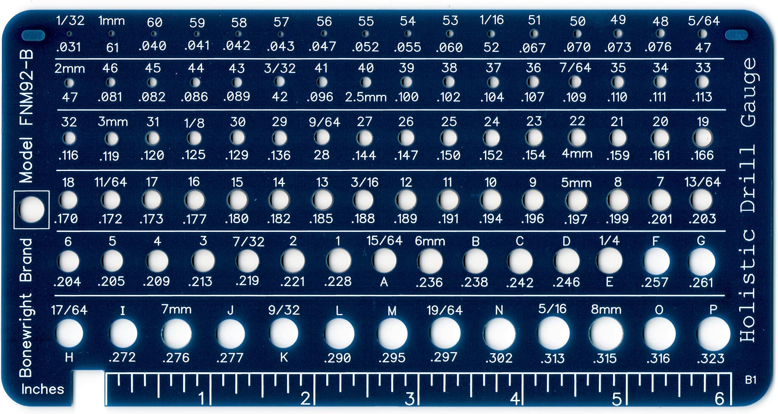 Holistic Drill Bit Gauge - 3 Drill Bit Gauges in One