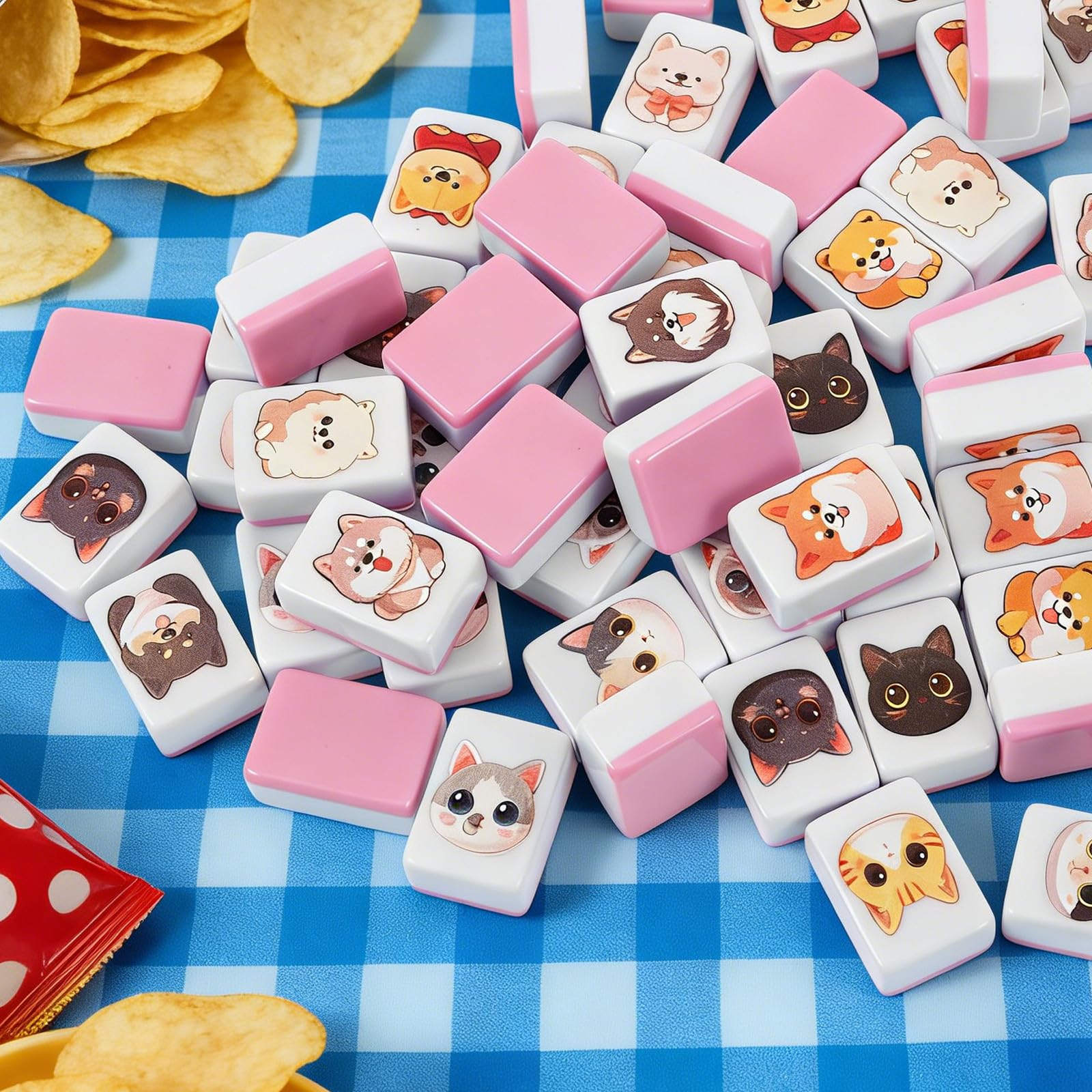 Jeu de Tuiles Mahjong Océan 64 Pièces pour Fêtes