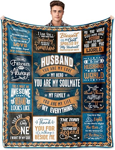 Regalos para marido de parte de la esposa, regalos para marido manta de 60 x 50 pulgadas, regalo de cumpleaños para marido, boda romántica para