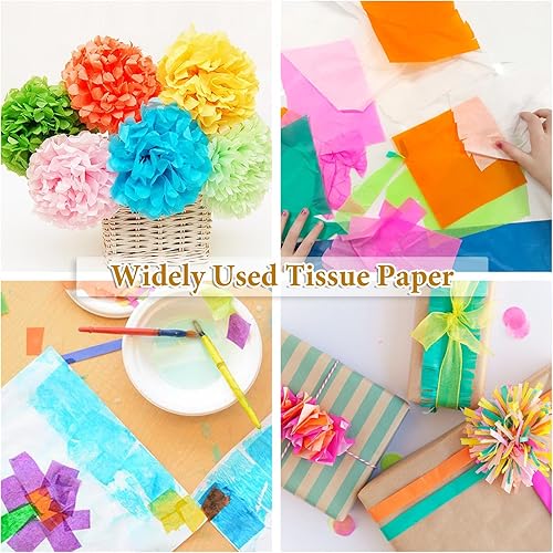 Miniatura 3 de 60 hojas de papel de seda de 20 x 14 pulgadas a granel en 10 colores surtidos para bolsas de regalo, bodas, cumpleaños, artes, manualidades,