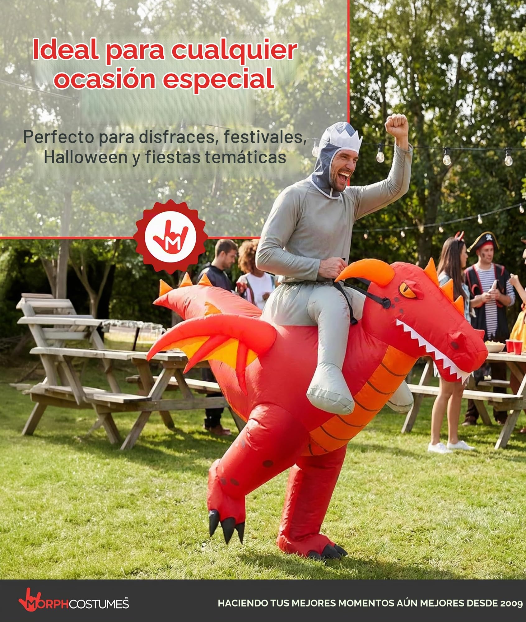 Morph Disfraz Dragón Hinchable, Divertido Disfraz de Montar para Halloween, Perfecto para Fiestas y Eventos, Talla única