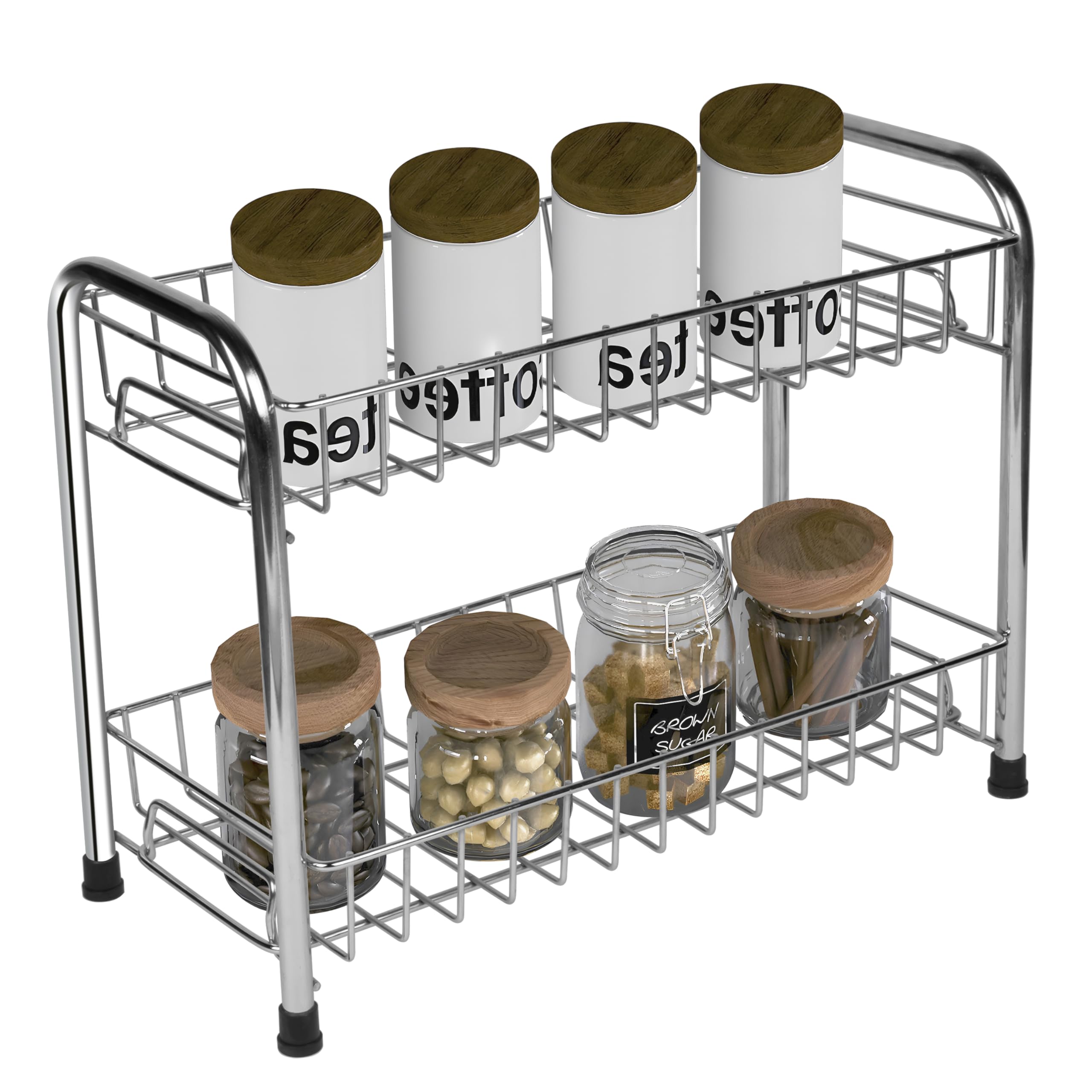 Planet Stainless Steel 2 Tier Foldable Spice Rack/Standing Shelf/Multipurpose Storage Organizer for Kitchen – (Chrome) (B0CQTCTTLS) Amazon Price History, Amazon Price Tracker