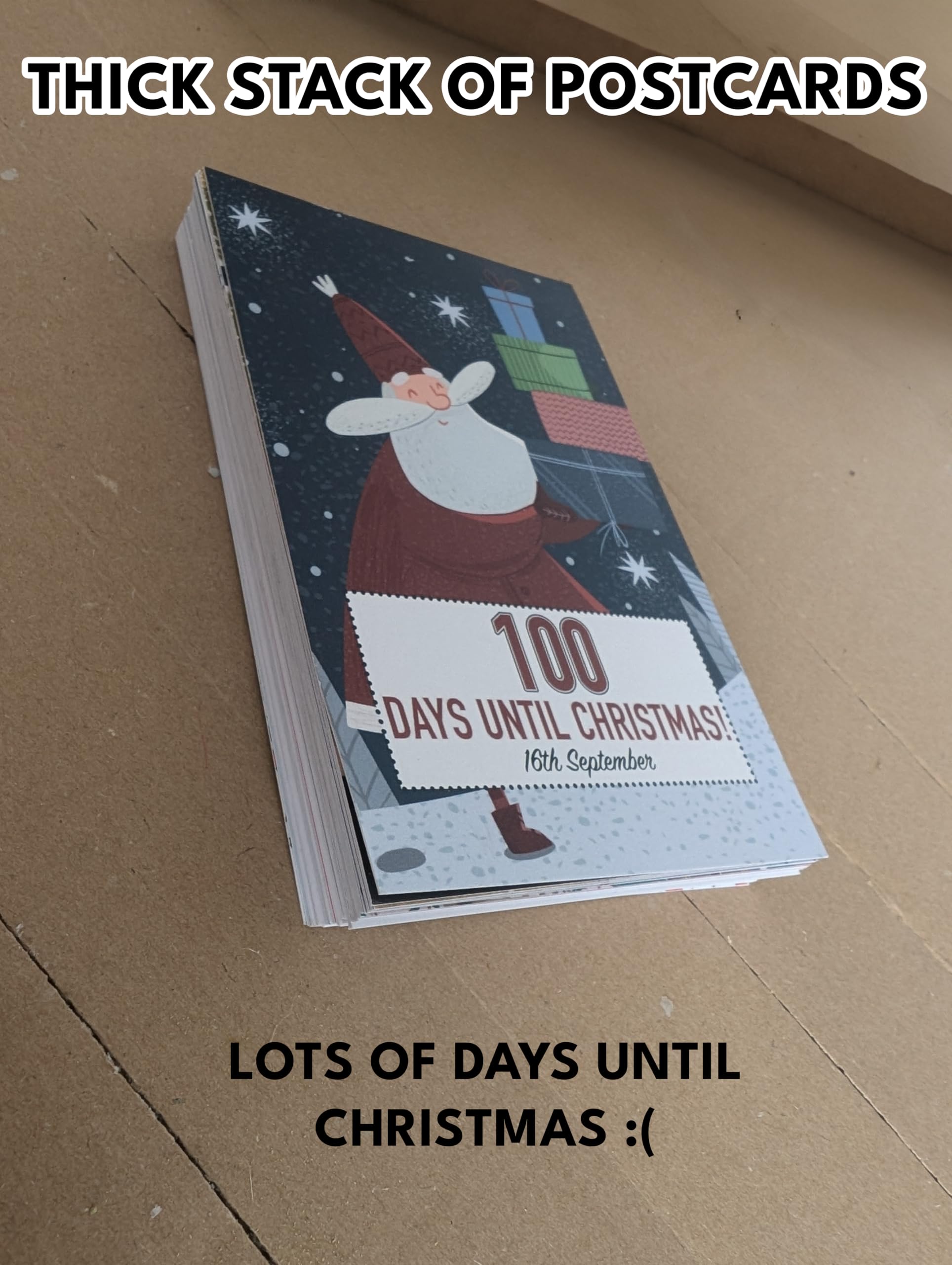100 Day Christmas Countdown Calendar - Can be used Every Year - Wooden Stand, Mixed, Postcard - Image 4