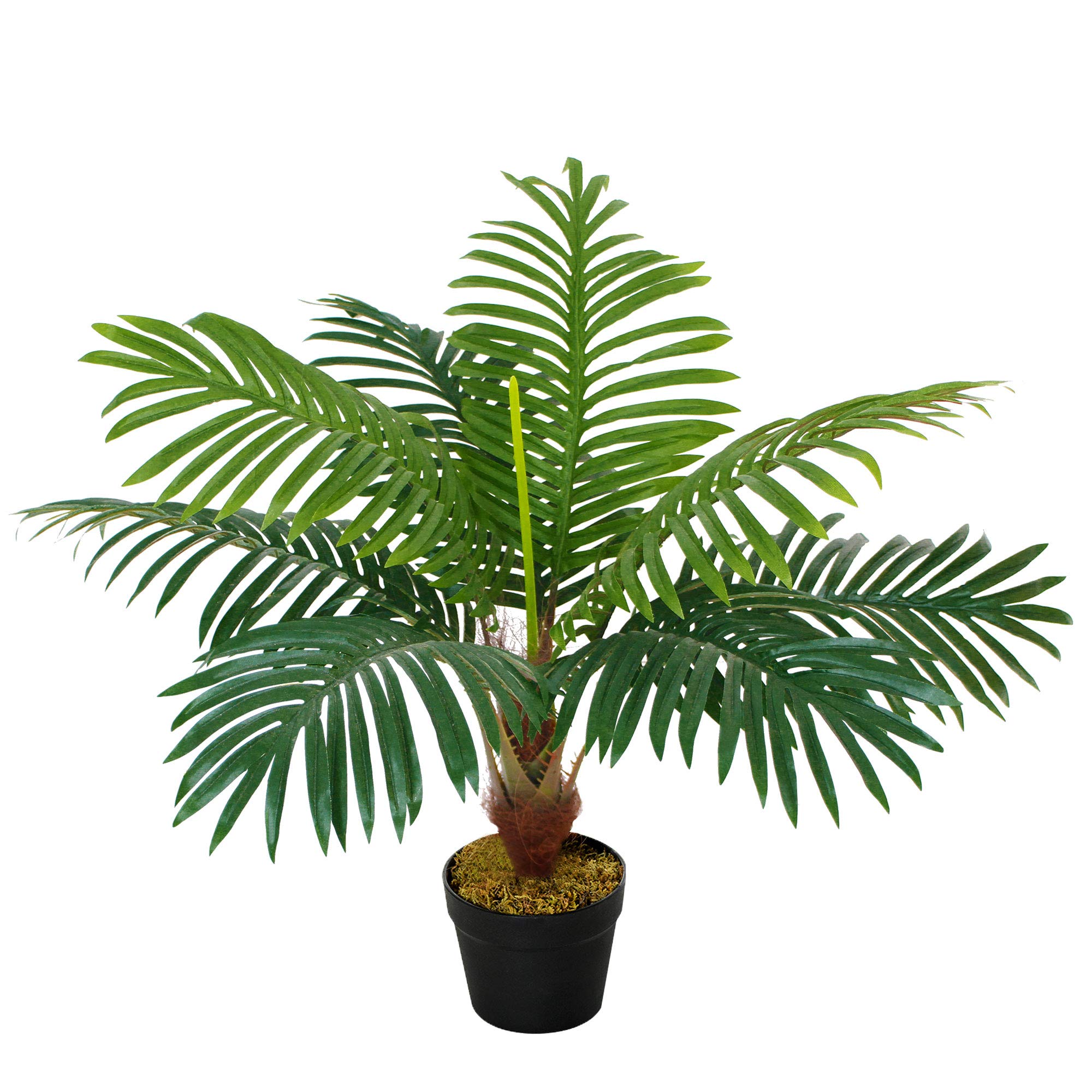 Outsunny Green 60Cm Artificial Palm Tree Decorative Plant 8 Leaves With Nursery Pot, Fake Tropical Tree For Indoor Outdoor Decor,