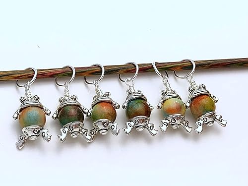 Miniatura 9 de Frog Knitting Stitch Markers, Set of 6 or 12 Progress Keepers for Knitters