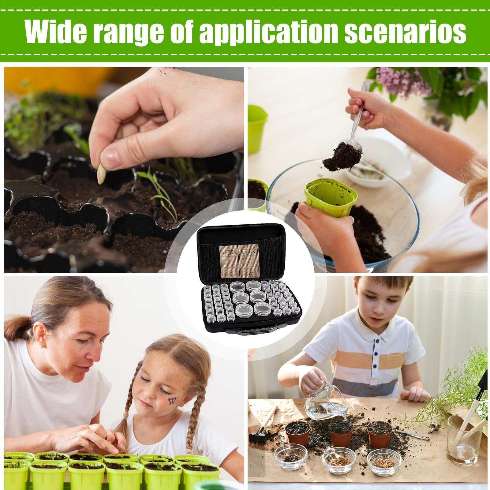 Organiseur de graines robuste, boîte de rangement pour graines, boîte de rangement à 48 emplacements, organiseur de paquets de graines avec couvercle, bac de rangement multifonction pour jardin