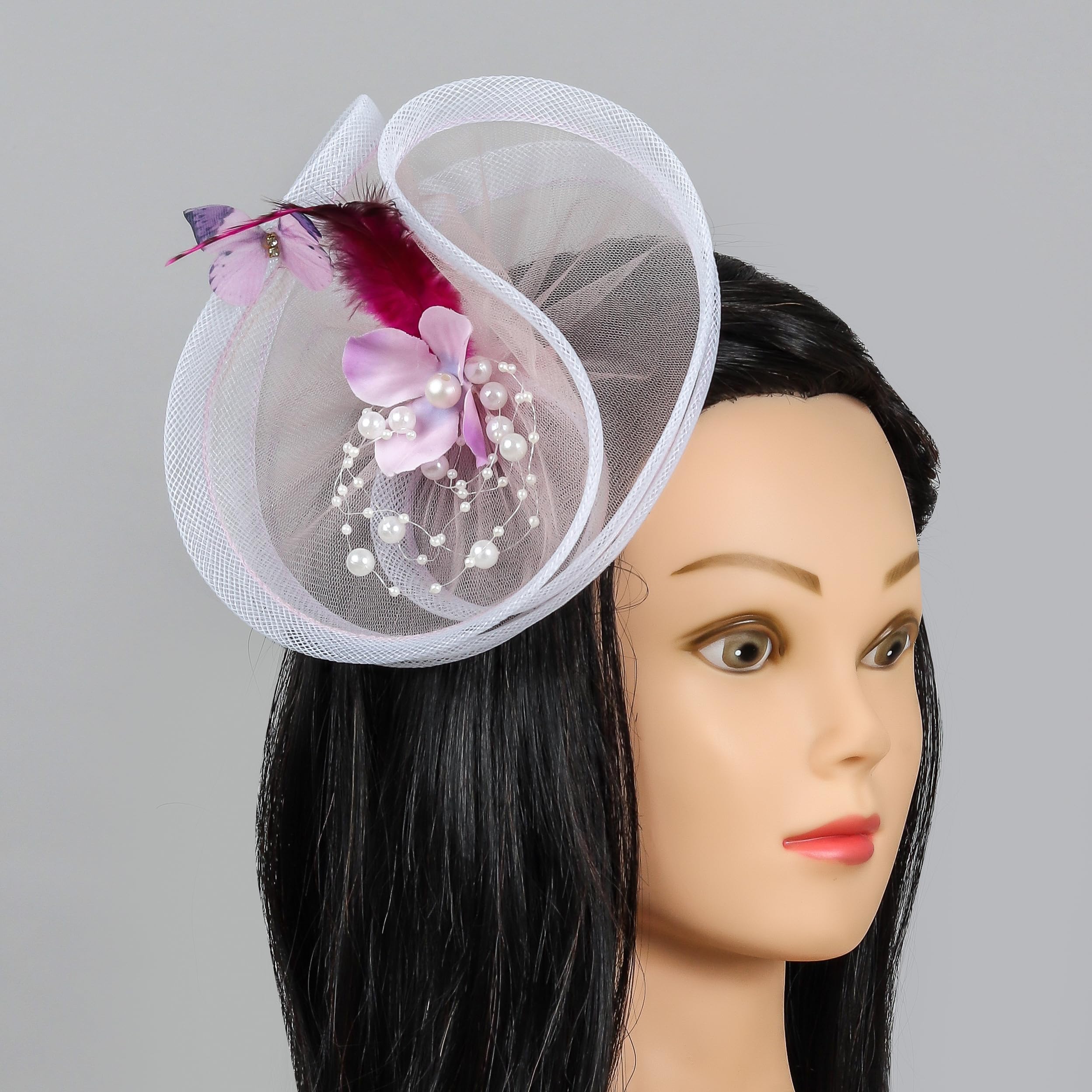 PEAR BEAR Lavender Butterfly Net Alligator Hair Fascinator for Women & Girls (B0CGXMC2LP) Amazon Price History, Amazon Price Tracker