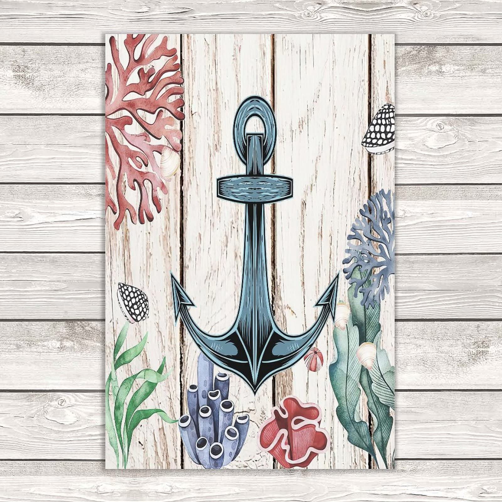 Plaque murale en métal motif ancre nautique en forme de