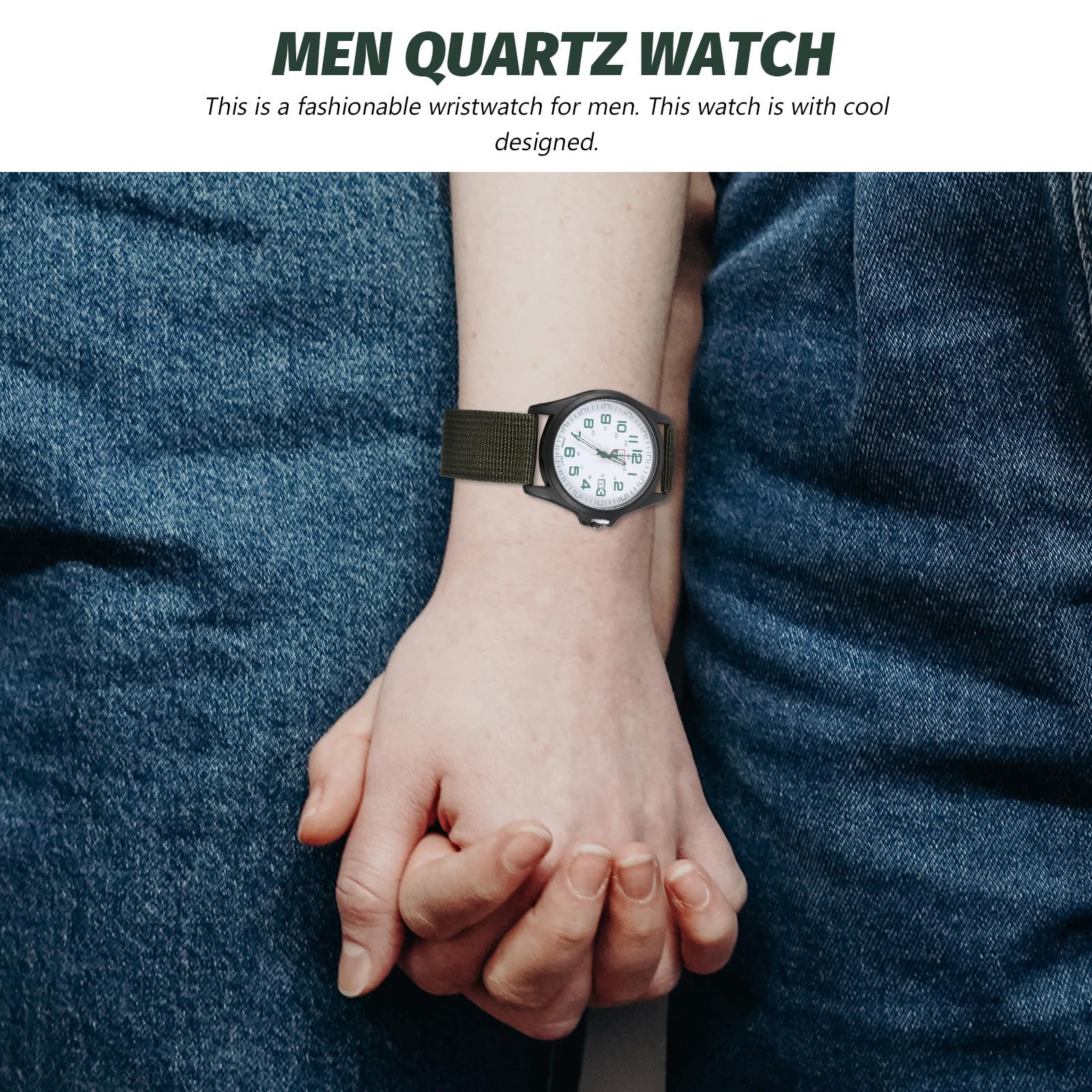 Kisangel Reloj Calendario Integrado para Hombre de Pulsera de Cuarzo Correa de Nylon Verde, Diseño Creativo y Acabado Fino Adecuado para Uso Deportivo y Casual