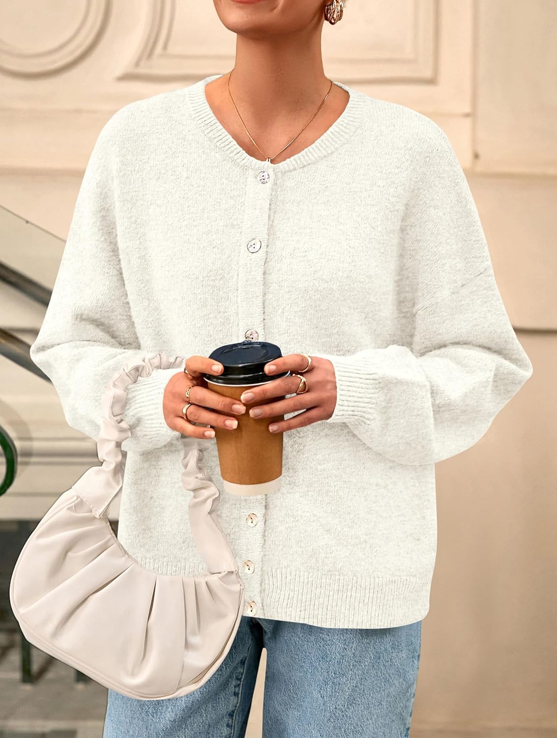 PRETTYGARDEN Fall Long Sleeve Cardigans for Women Trendy 2026 Lightweight Button Down Crewneck Loose Knit Sweater Clothes - Image 6