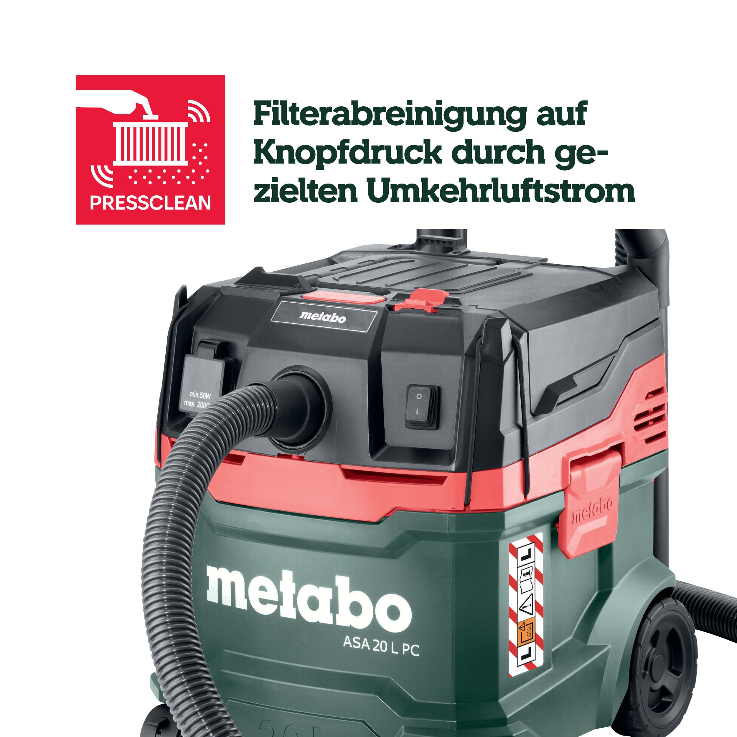 Metabo Allessauger ASA 20 L PC Nass-Trockensauger Staubklasse L 1200 W Industriesauger PressClean Filterabreinigung