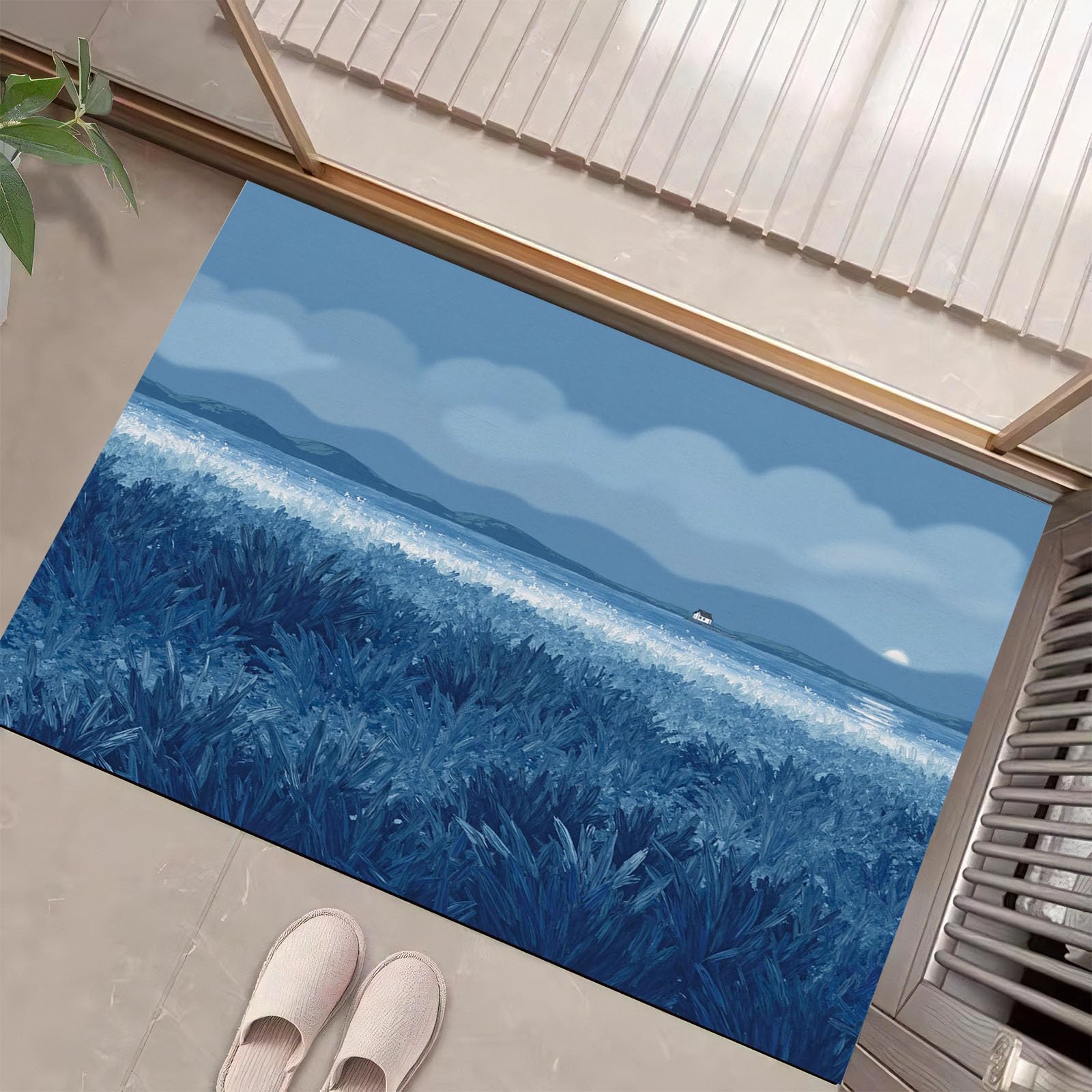 Tapis entrée intérieur aquarelle pour couloir et chambre 45x75