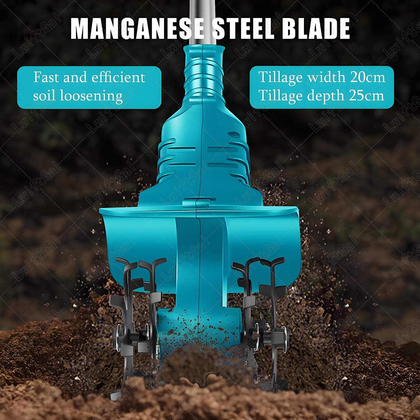 Cultivador De JardíN EléCtrico InaláMbrico De 21V Con BateríA De 4000 Mah, Con 1 O 2 BateríAs - Cultivador EléCtrico De Doble O Cuatro Cuchillas,Yellow-DualBlades-2batteries