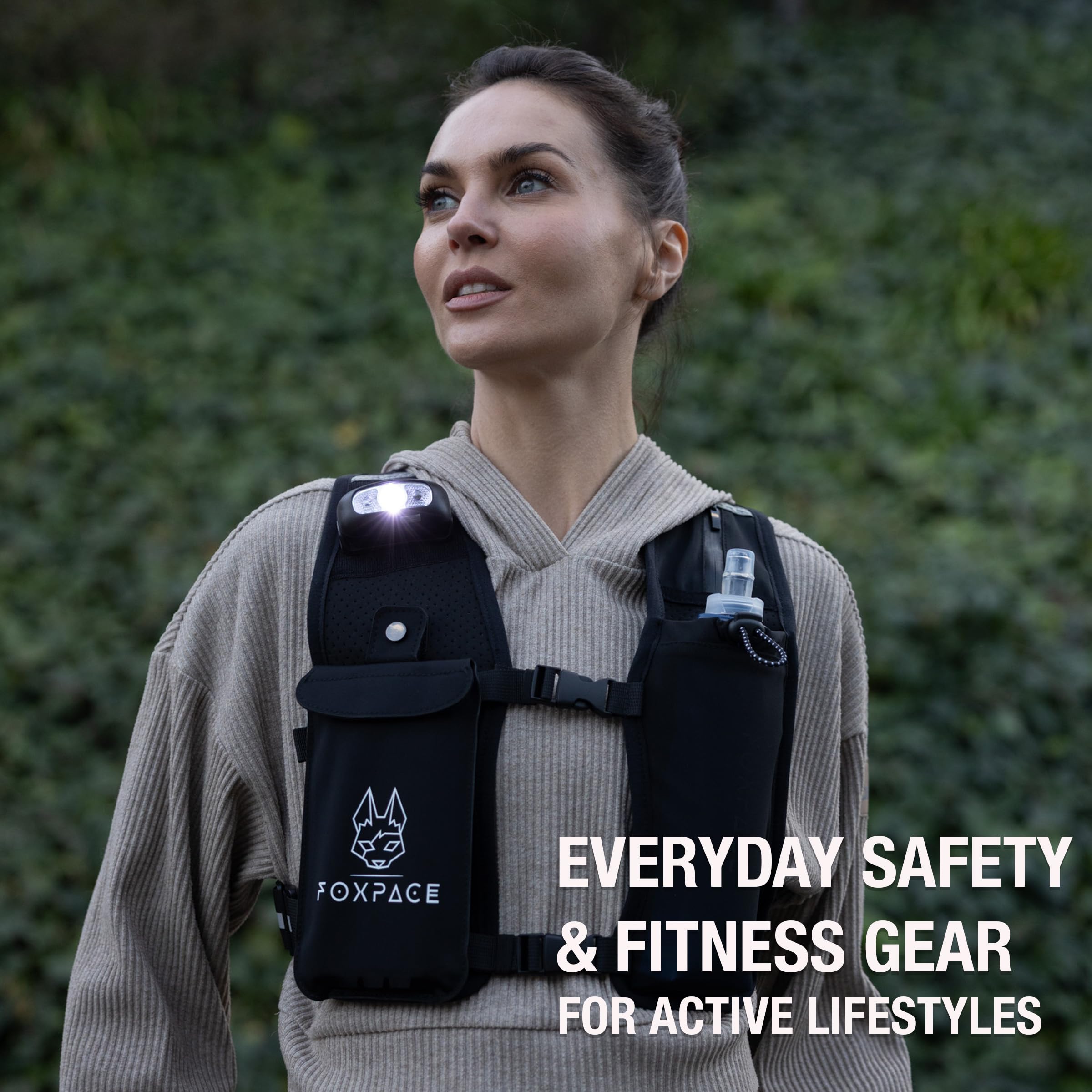 Gilet da corsa per donne e uomini, borraccia per idratazione, traspirante, regolabile, zaino per escursionismo, maratona, tasca impermeabile per telefono, riflettente a LED