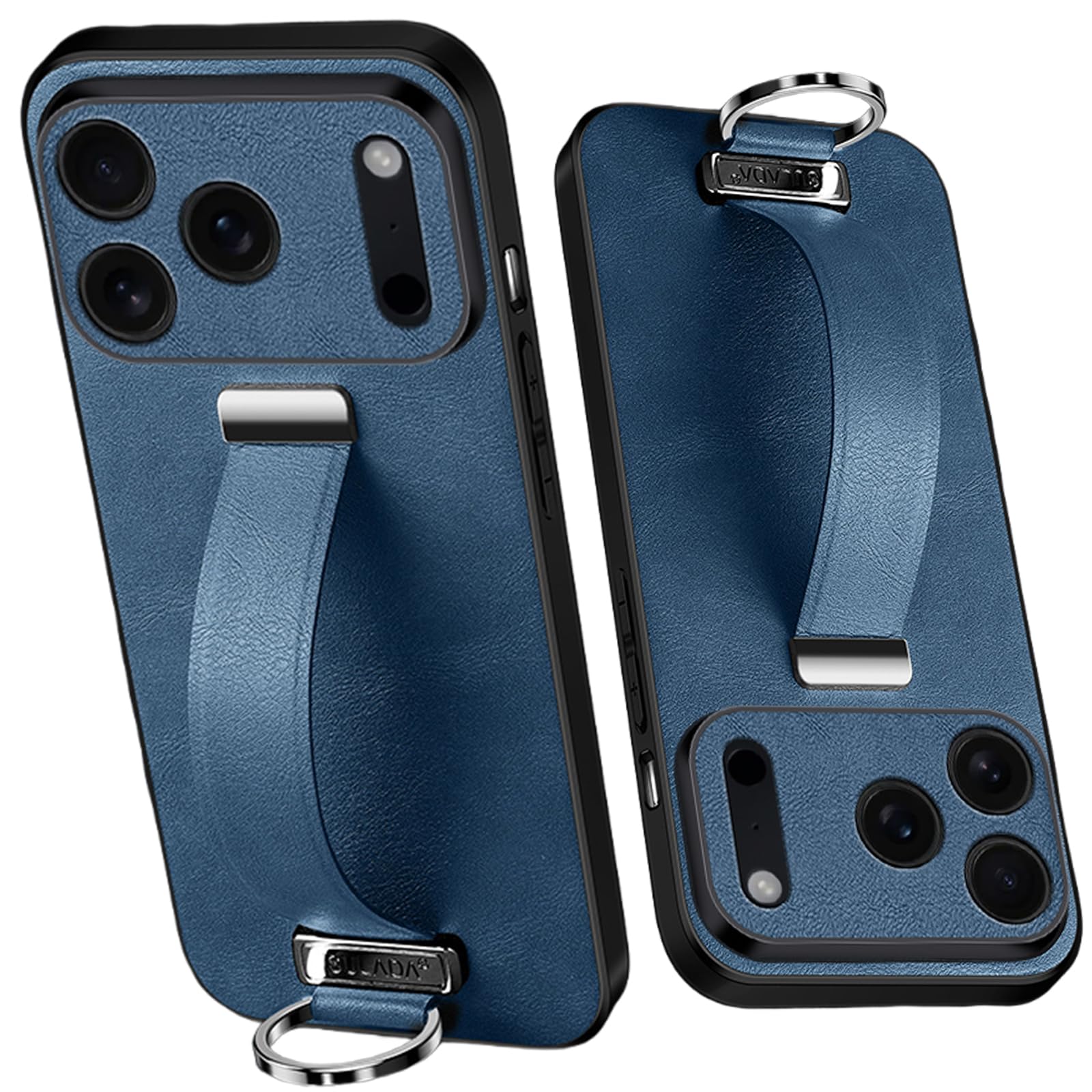 Funda para iPhone 17 Pro Max/17 Pro/17 Air/17, Correa de Cuero Sintético con Soporte de Anilla, Protección Total para la Lente y Carcasa Fina a Prueba de Golpes.-Blue||17