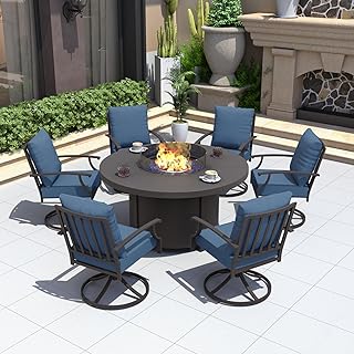 7 Best Portable Fire Pit Ideas for Camping & Patios 49 Kurapika 7 Piece Metal Outdoor Patio Furniture Set with Round Fire Pit T...