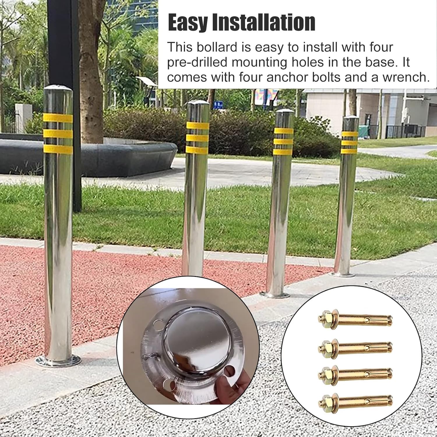 Cono De Tráfico, Barrera De Seguridad, Poste Delimitador, Paquete De 4, Barrera De Estacionamiento Comercial, Poste Delimitador De Tráfico, Poste De Seguridad Redond,60cm/23.6in