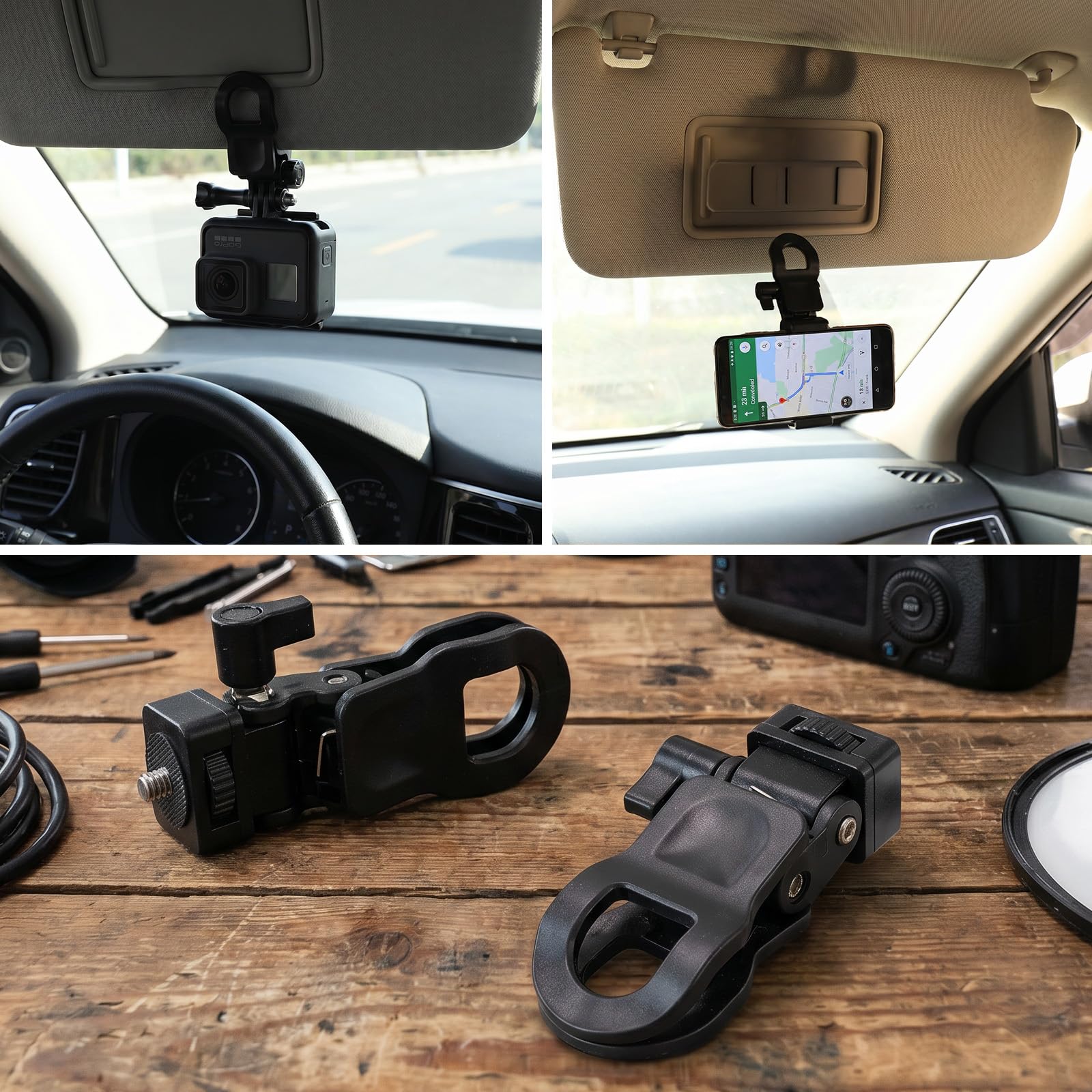 Bremorou 2 szt. monitorów górny zacisk do montażu aparatu wiszący stojak na kamerę internetową ze śrubą 1/10.2 cm klips do selfie lampka wypełniająca światło uchwyt lampy błyskowej do statywu telefonu