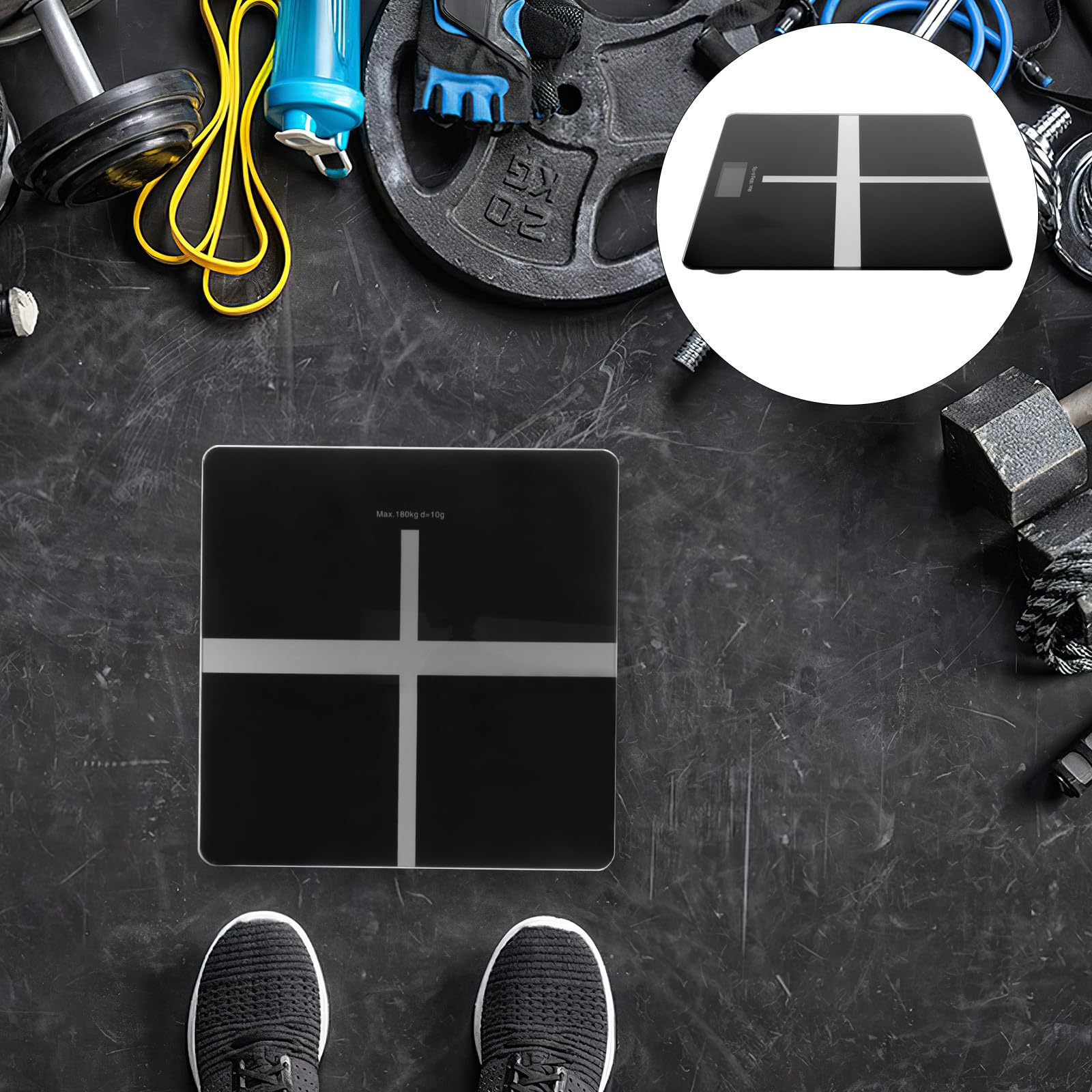 DECHOUS Báscula Digital de Peso Corporal Carga Usb, Superficie de Vidrio Negro, Capacidad de Carga Alta, Diseño Simple y Elegante para Uso Doméstico