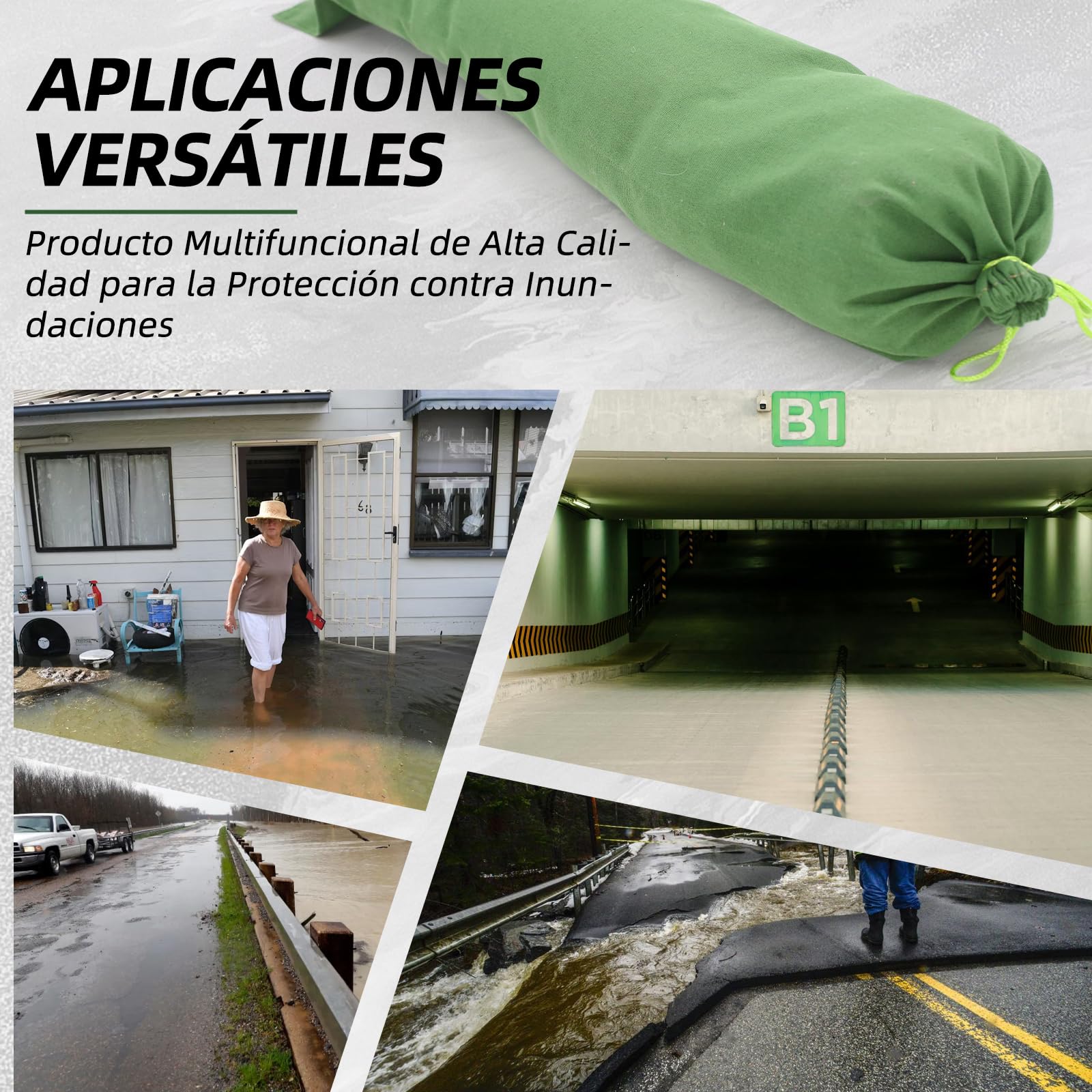 20 sacos de arena para protección contra inundaciones 25 x 100 cm, sin relleno | Saco de arena, con cordón, asa. Ideal para inundaciones, inundaciones y protección de edificios.