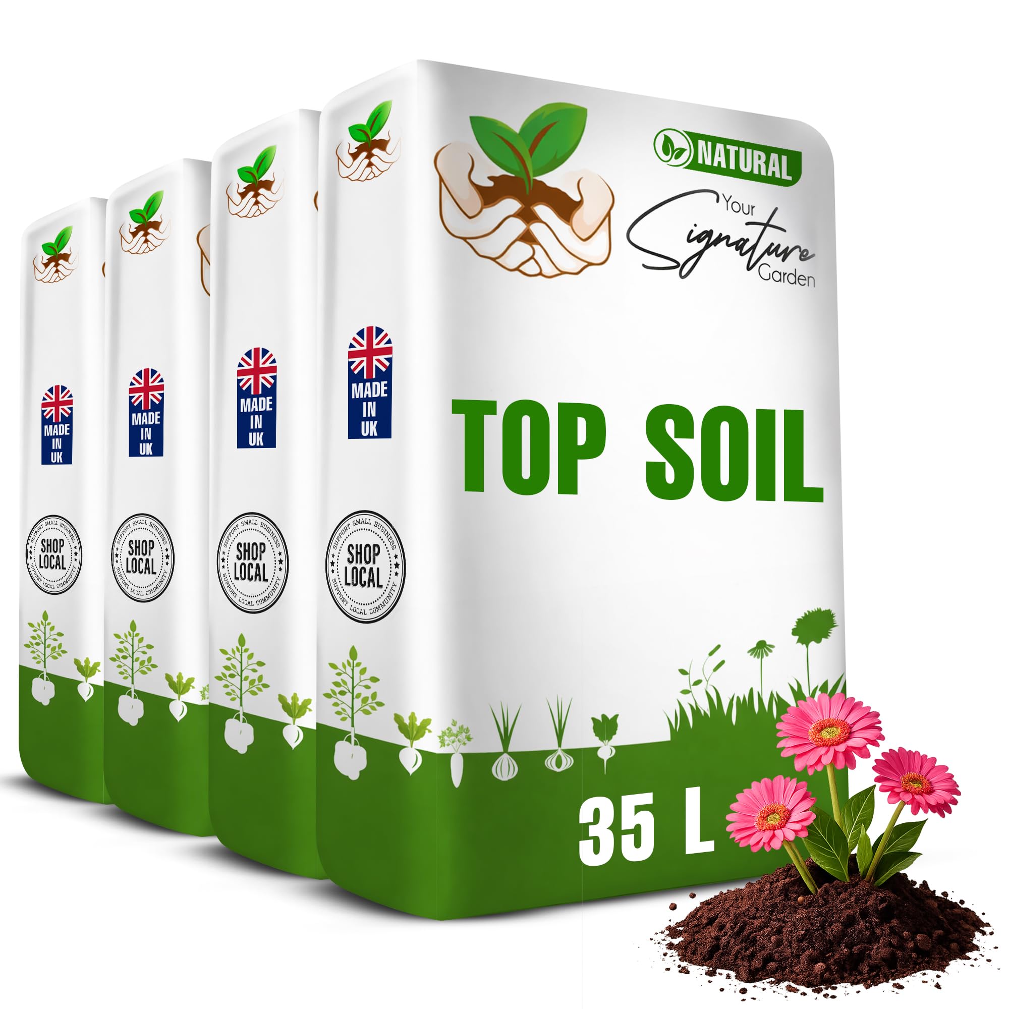 Laeto Top Soil 35L x 4, Rich Landscaping Soil for Plants Lawns Flowers