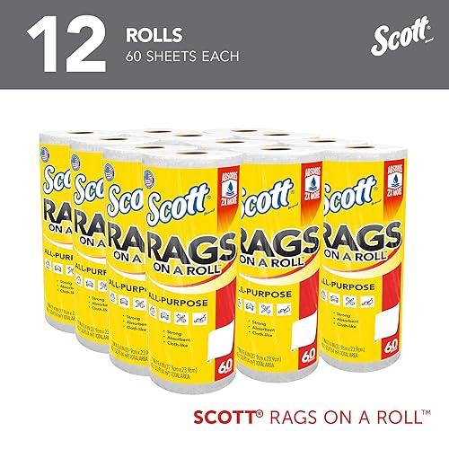 Miniatura 2 de Scott Rags On A Roll (54992), blanco, 60 toallasrollo, 12 rollosestuche, 720 toallasestuche