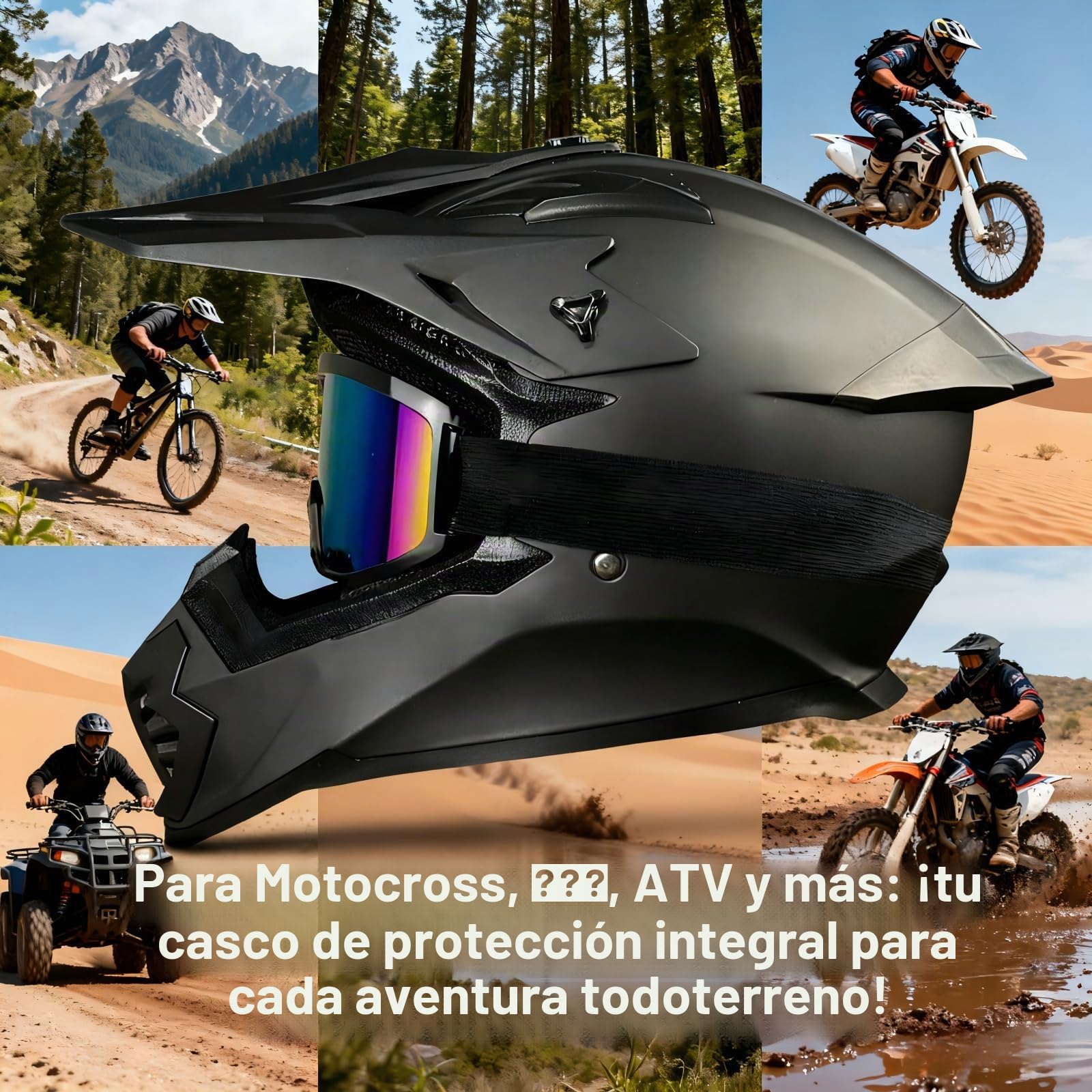 Casco de motocross MTB Fullface, casco de cross para adultos con gafas máscara guantes, casco de moto de descenso, casco de moto ATV, incluye 3 tamaños de forro de casco