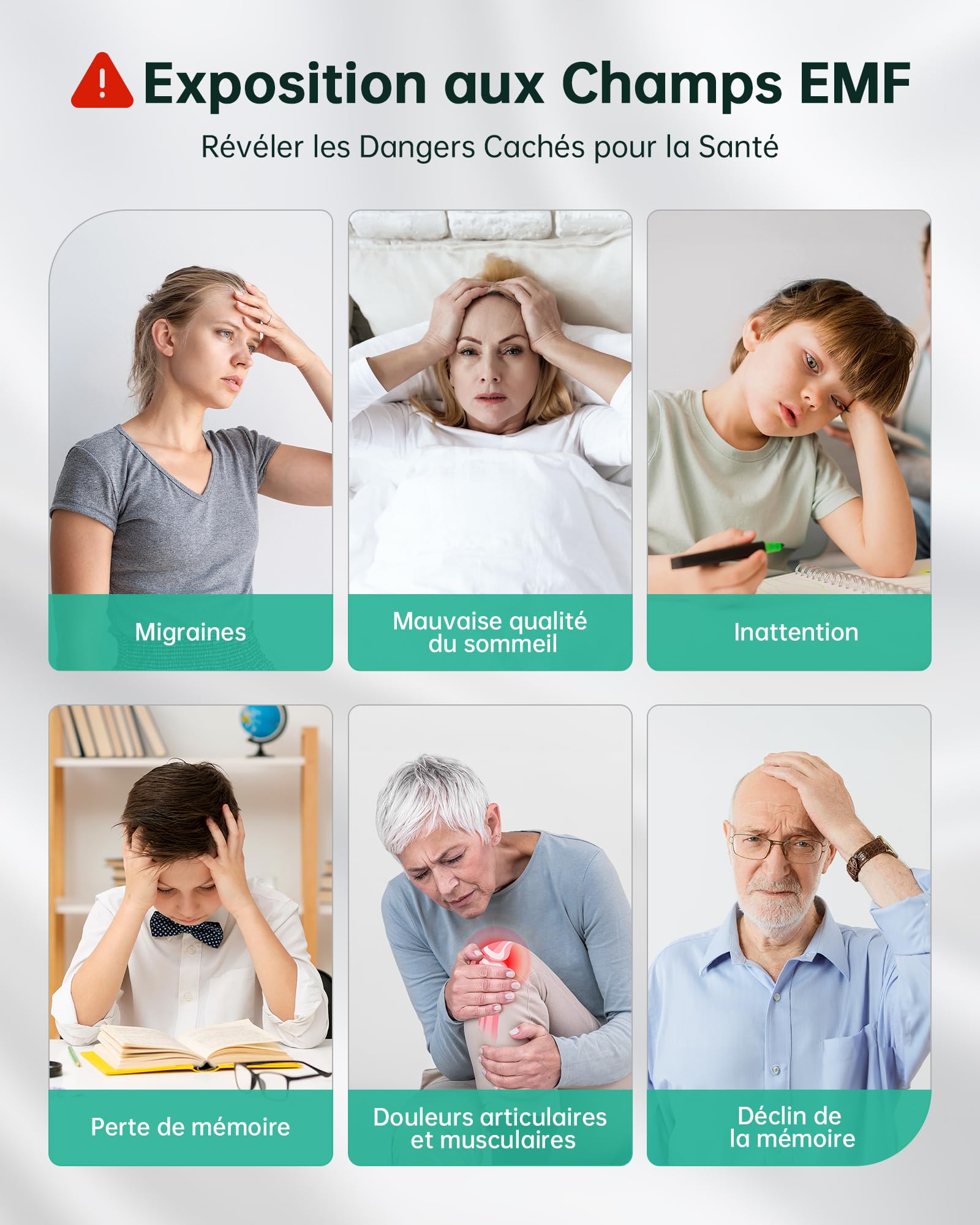 ERICKHILL EMF Détecteur 3-en-1, Testeur de Champ Électromagnétique Portable–RF/EF/MF&WiFi, avec Alarme 3 Couleurs, Batterie Rechargeable, pour Maison, Bureau et Chasse Fantôme