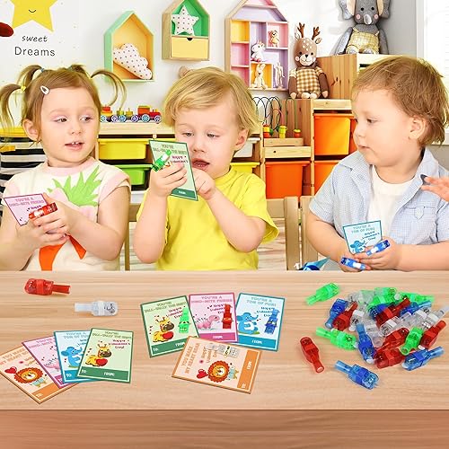 Miniatura 4 de Paquete de 28 tarjetas de San Valentín para niños en el aula con luces de dedo, regalos del día de San Valentín para niños, juguetes iluminados,