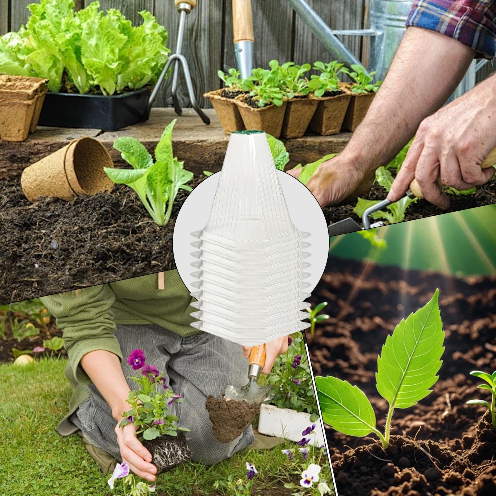 Garden Cloche Dome, Transparent Plant Cover, Small Greenhouse Dome, Outdoor Plant Cover, Antifreeze Plant Protector, Frost Protection Cover, Garden Slug Shield, 16.8x17.8x19cm/6.61x7.01x7.48 inches