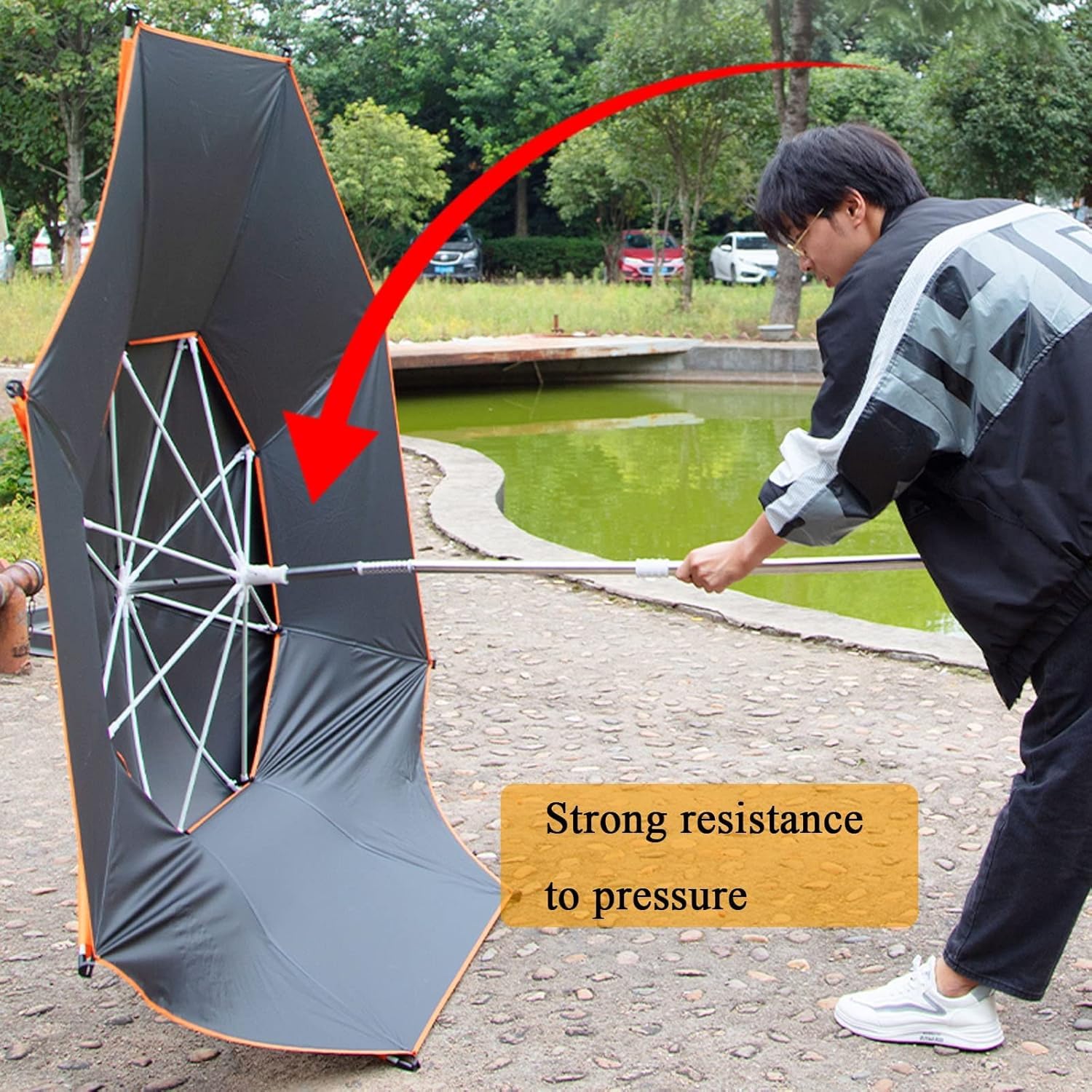 Parasol przeciwsłoneczny/deszczowy - parasol wędkarski, zapiekane krawędzie, z funkcją odchylania, tkanina poliestrowa i solidne żebra, parasol ogrodowy na zewnątrz, odporny na prysznic, bar