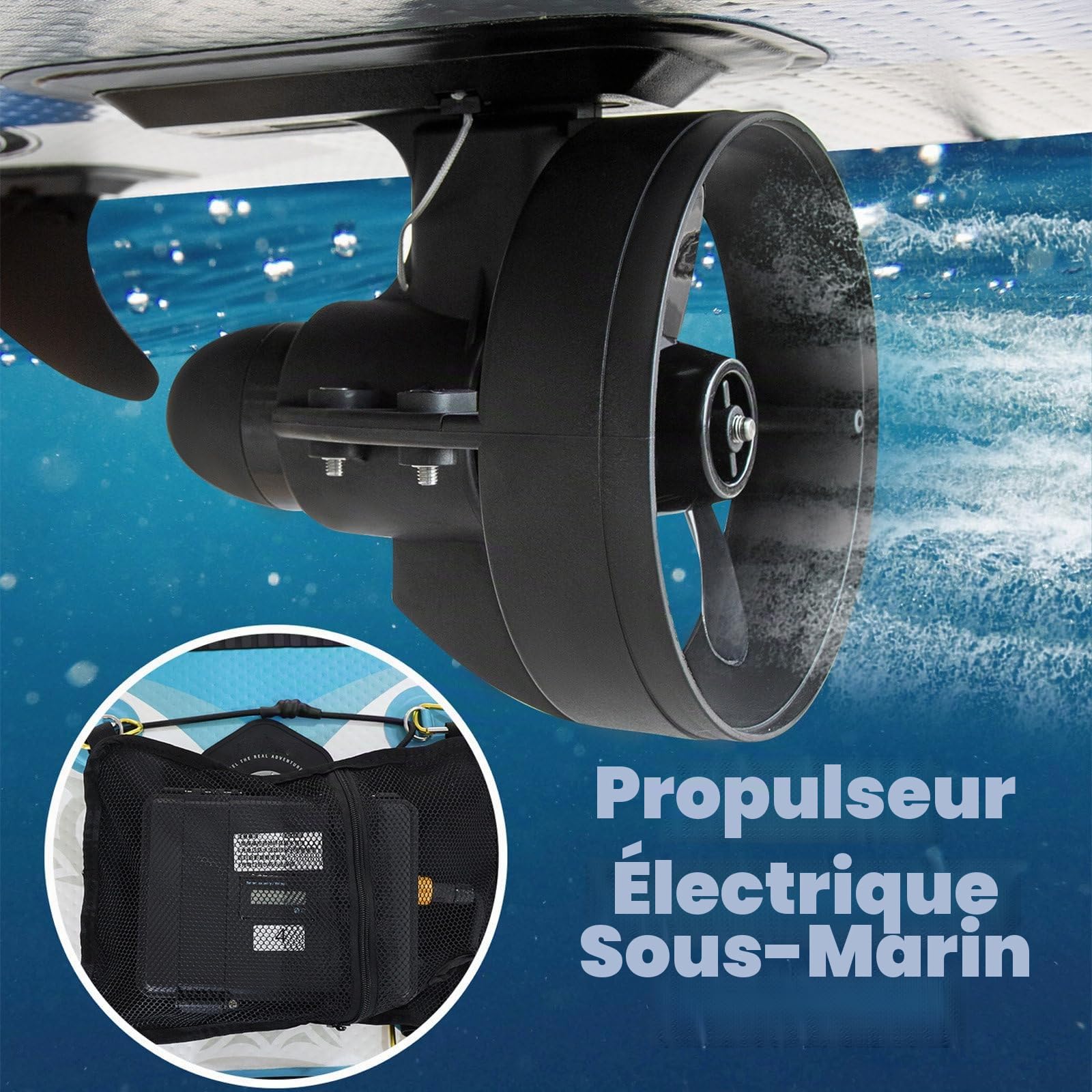 Propulseur Sous-Marin pour Paddle Et Sup - Moteur à Balais 216W/288W, Système De Propulsion Électrique pour Surf/Pêche, Moteur Portable pour Sports Nautiques avec Housse De Batterie,288W