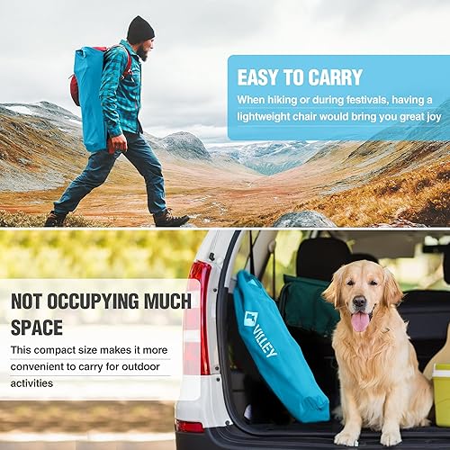 Miniatura 6 de VILLEY Silla de camping de playa  Silla ligera portátil para exteriores, silla plegable fácil con bolsa de transporte, para senderismo, pesca,