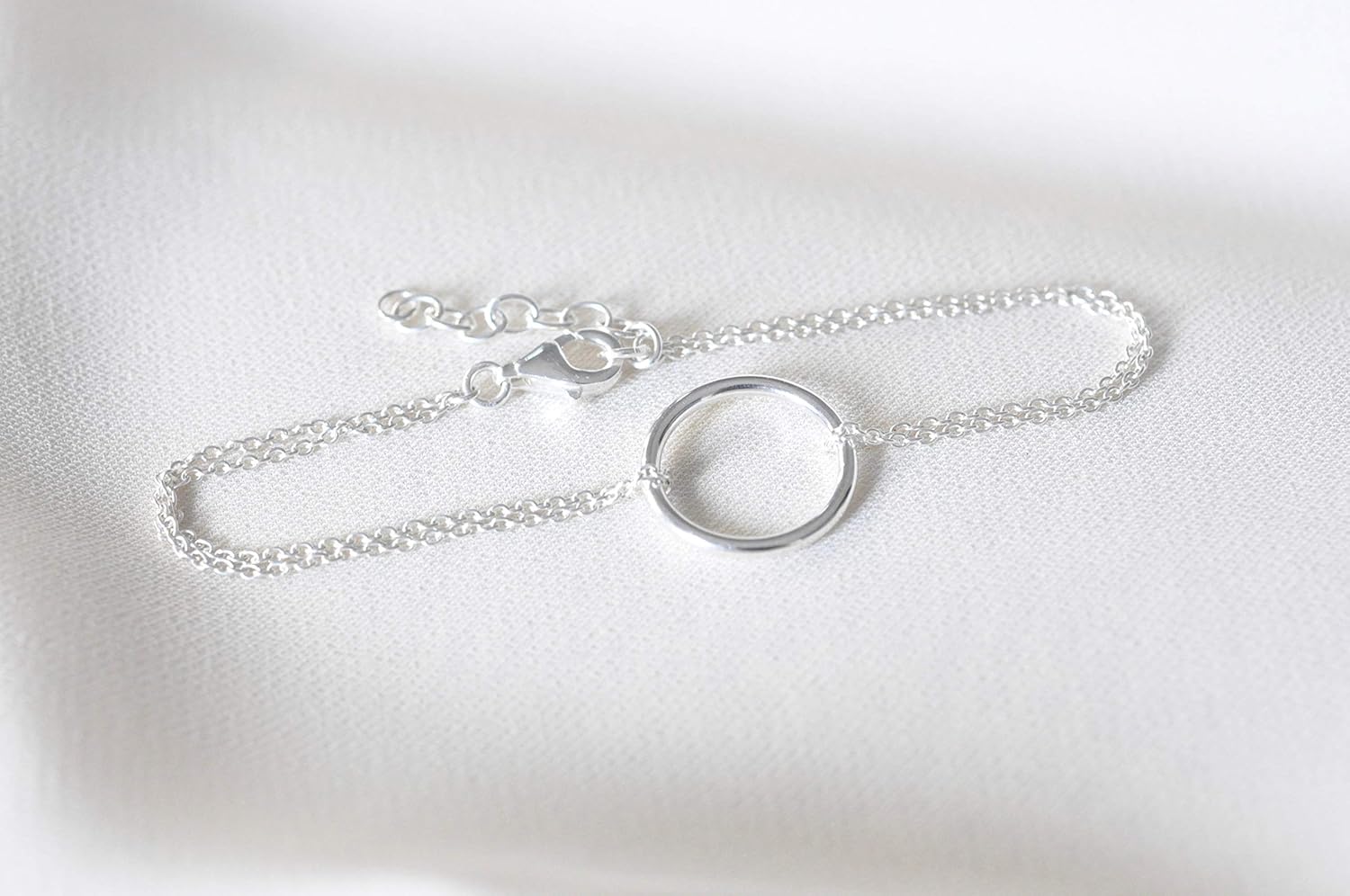 Open Circle Karma Bracelet in Sterling Silver 925 - Image 8