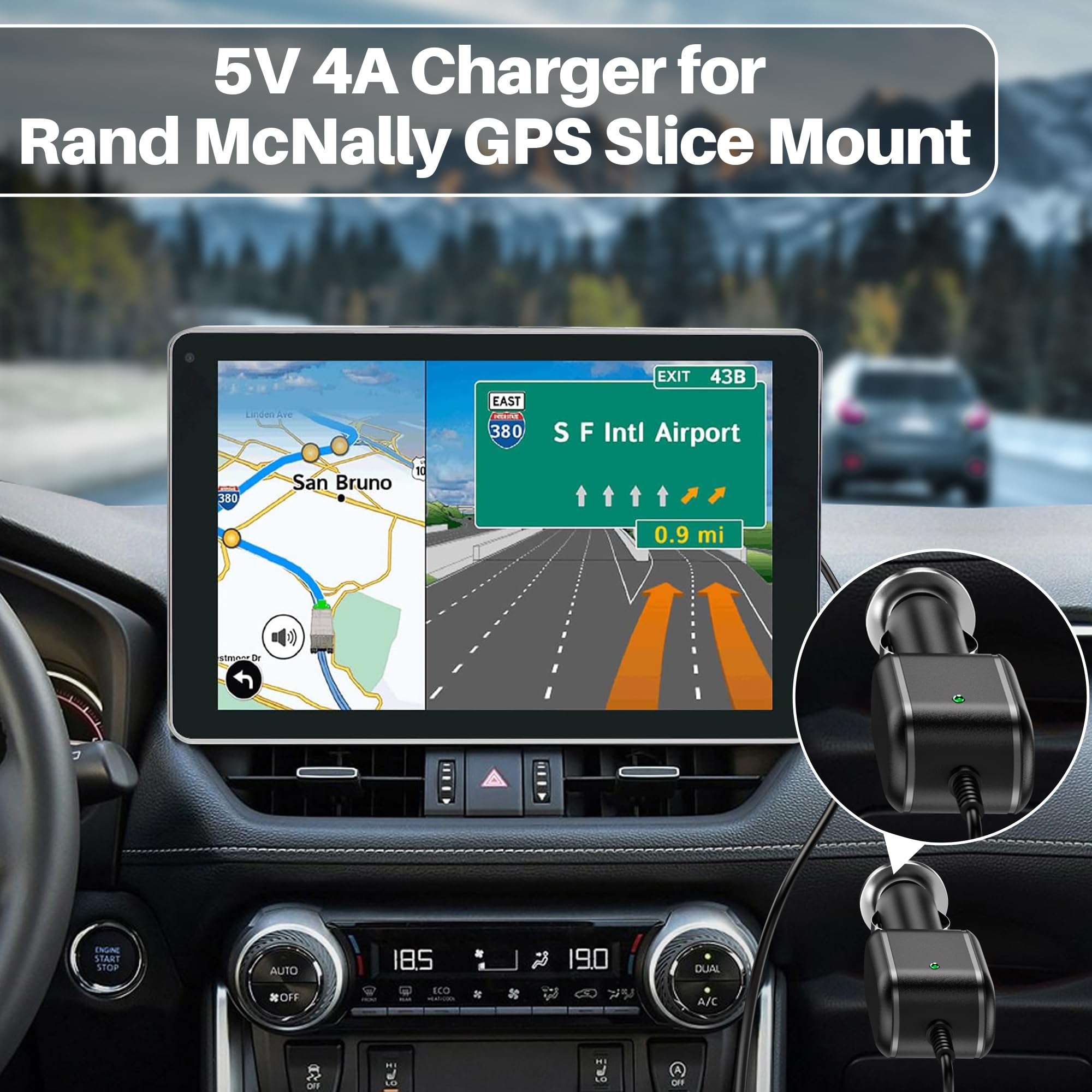 Cargador de coche de 5 V para Rand McNally GPS, adaptador de CA compatible con Rand McNally TND 750 740 OverDryve 7 8 Pro RV Truck GPS Magnetic Slice Mount Reemplazo