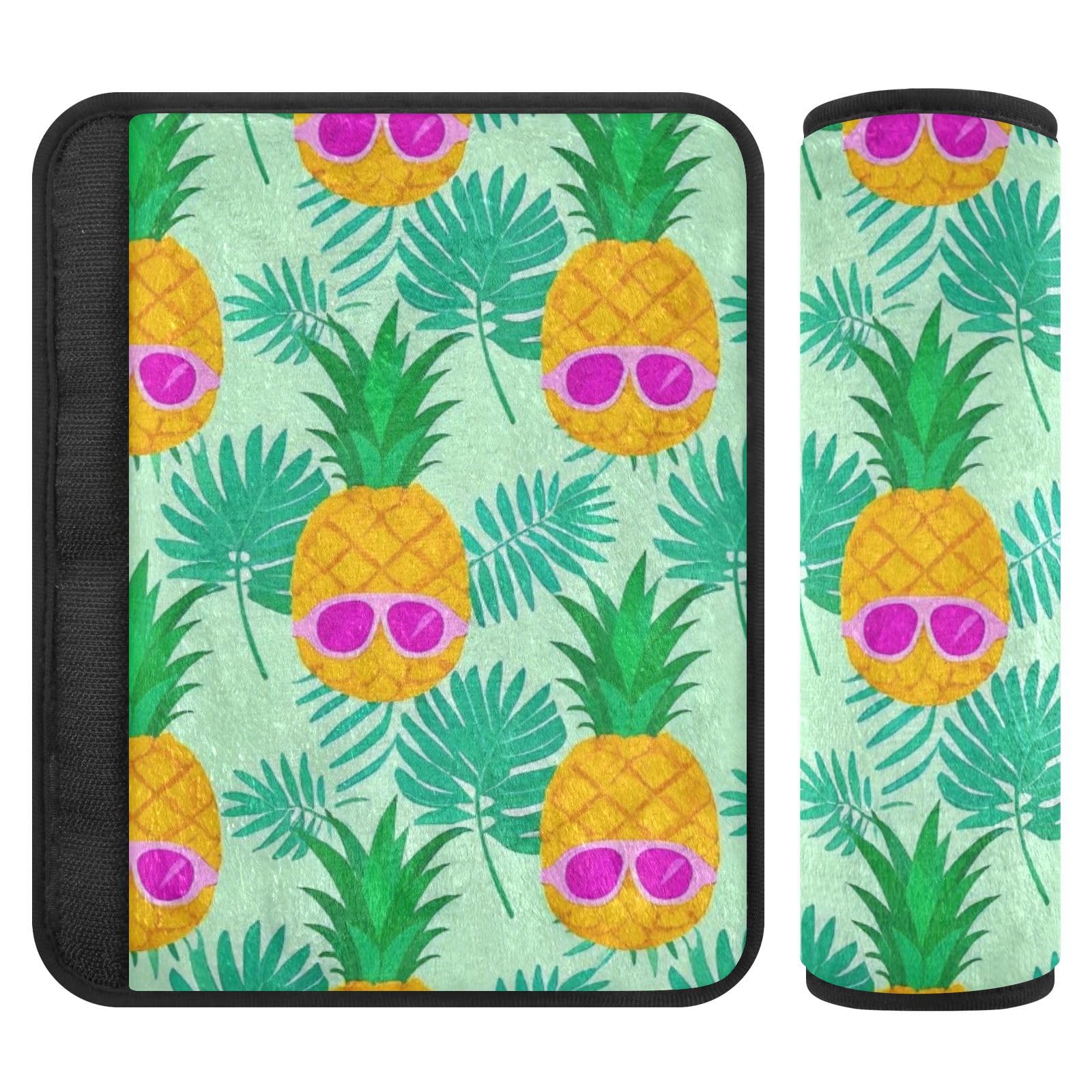 EtherSpher Summer Sunglasses Pineapple Palm Leaf Green car seat Neck Strap Covers, More Comfort Driving, car seat Neck Support for Sedan Bag Airplane accesorios para carro 2 Pack