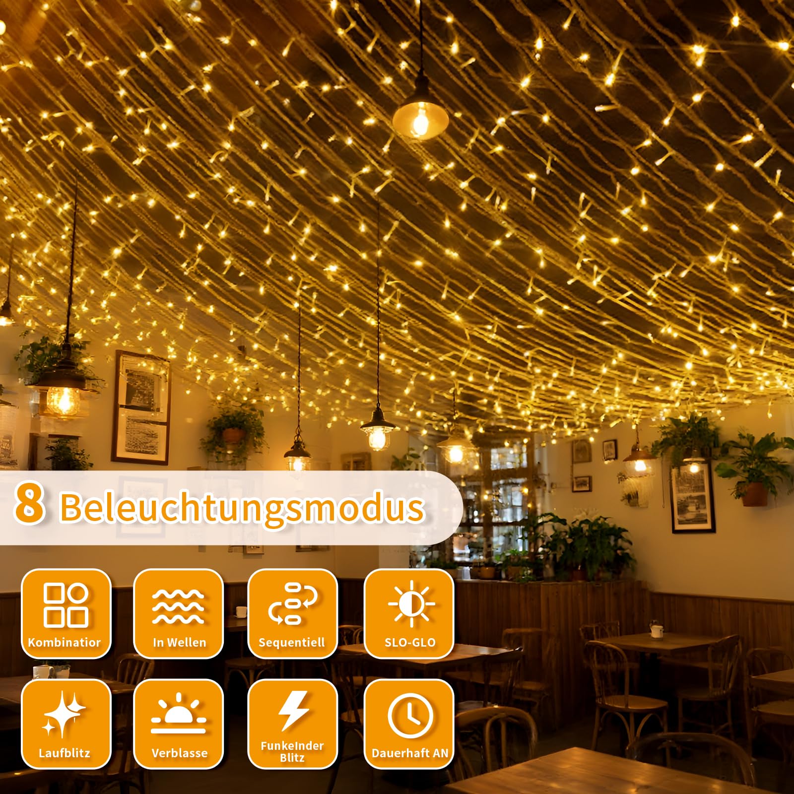Guirlande Lumineuse LED 40 Mètres 400 LED Blanc Chaud – IP44 étanche – 8 Modes, Télécommande – Pour Intérieur Et Extérieur Noël Et Décoration - 2