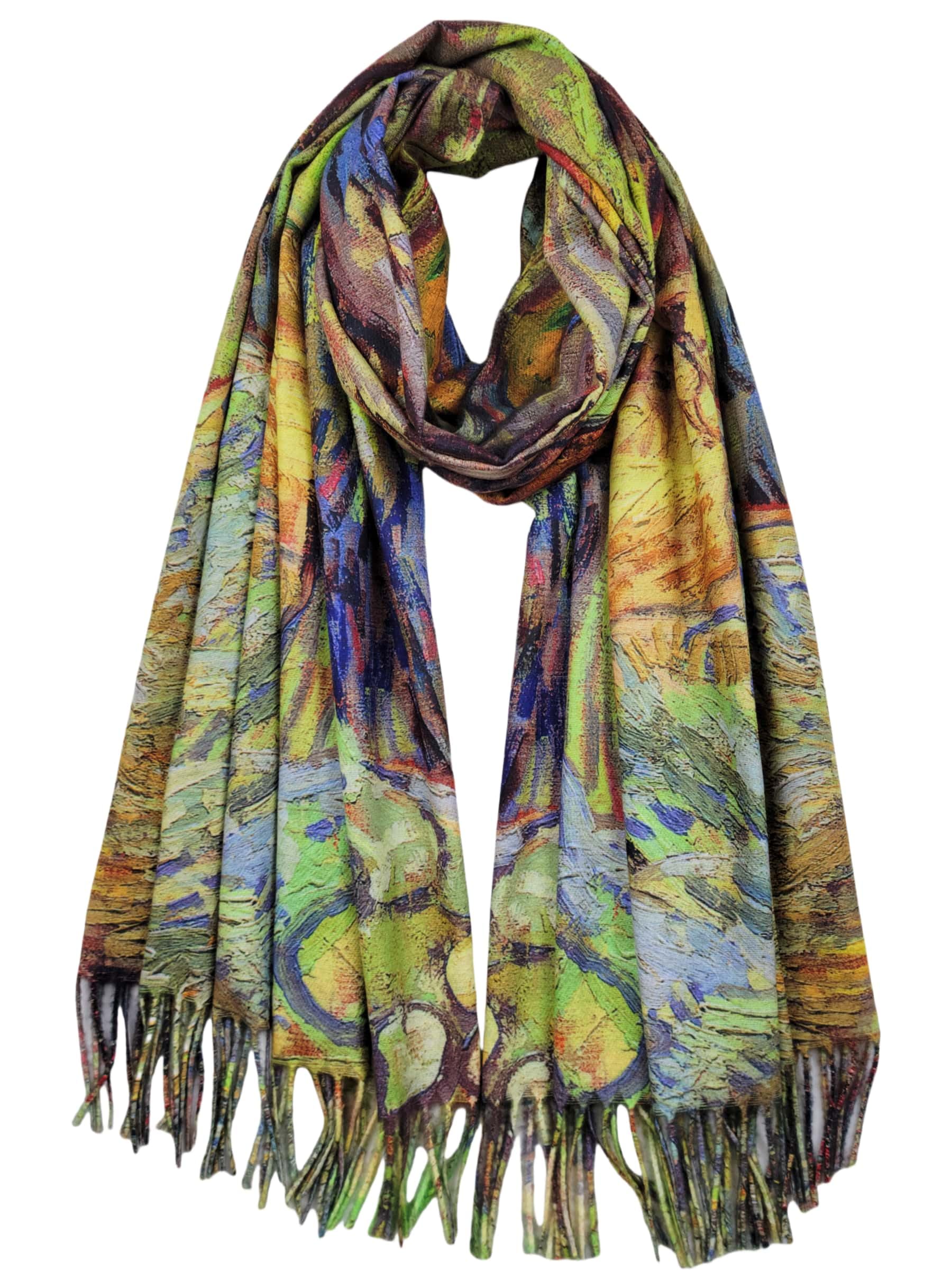 VENVSBEEReversible Soft Cashmere Feel Scarf Large Shawl Wrap Double-side Art Print Warm Pashmina Klimt Van Gogh Gifts